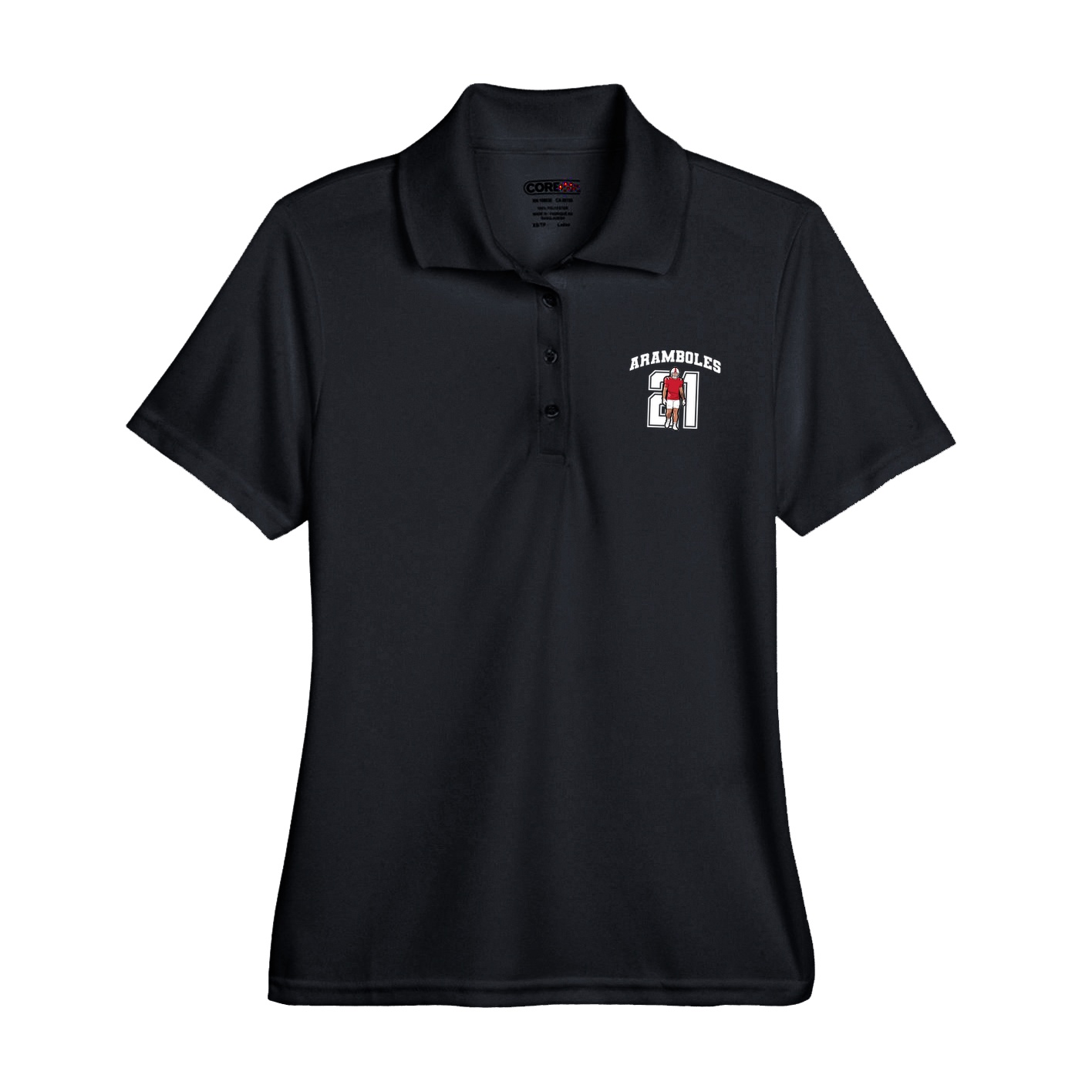 Womens Performance Polo — Number in Black
