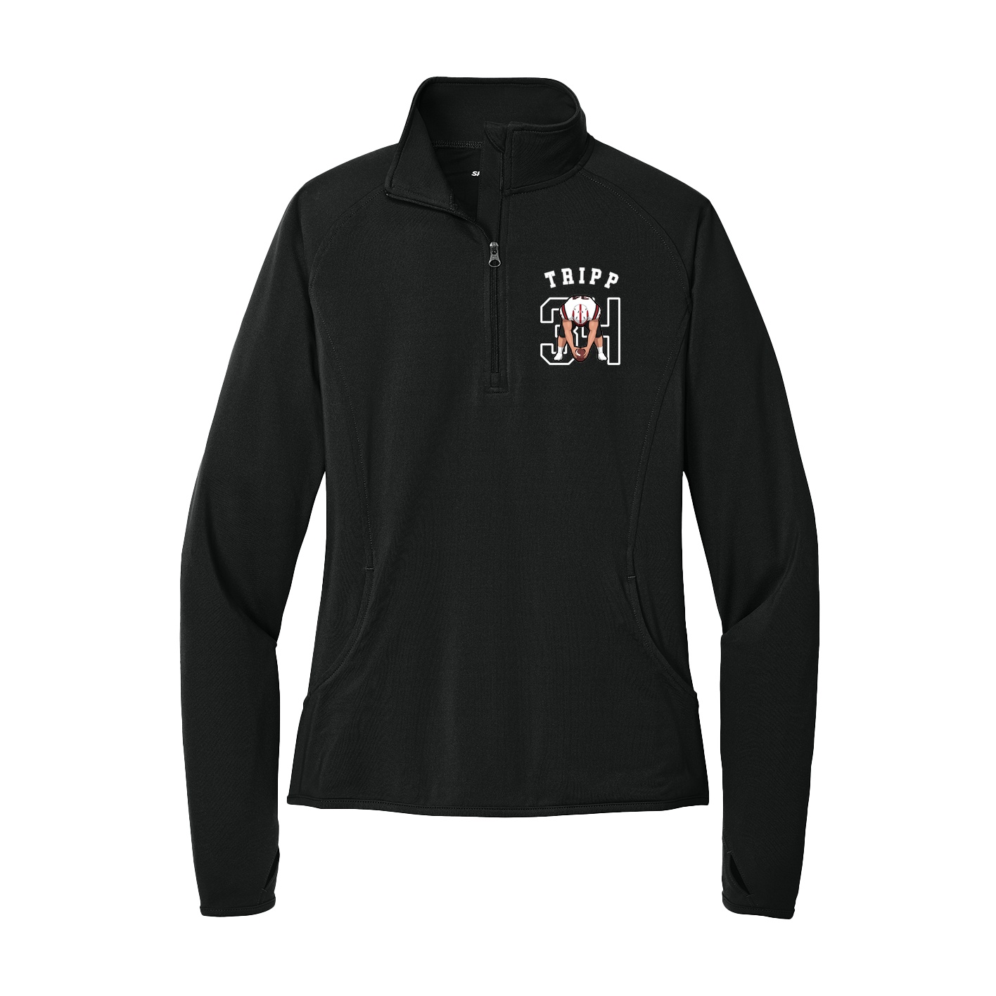 Women's Q-Zip Pullover — Shirsey Arch in Black