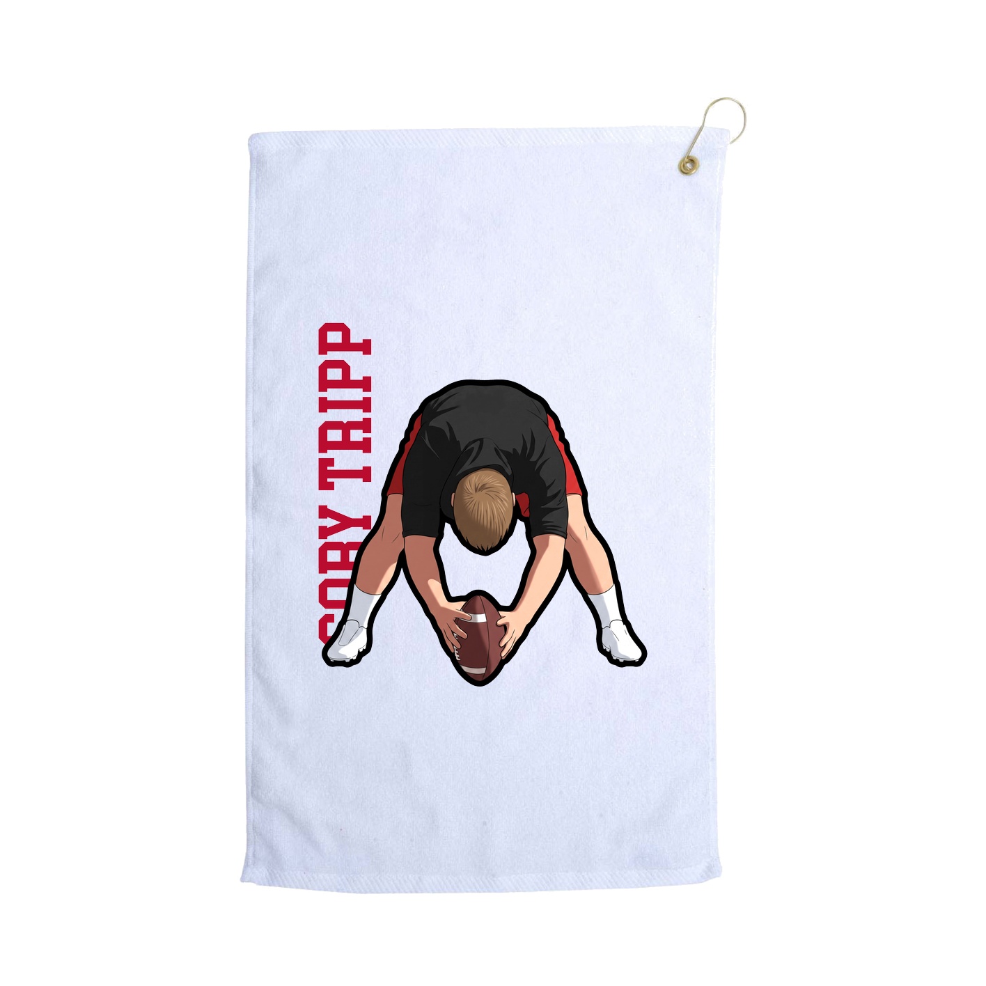 Golf Towel — Name Vertical in White
