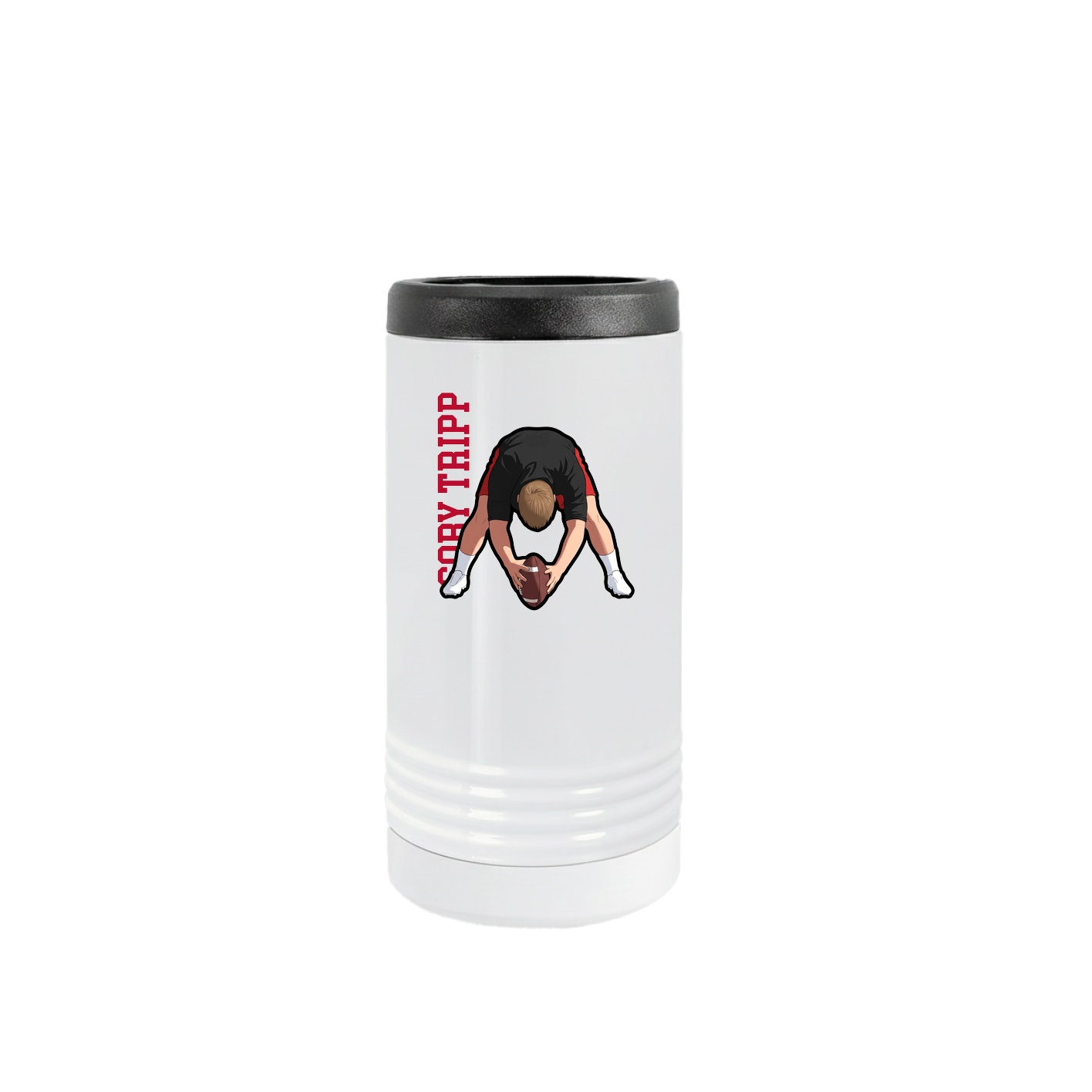 Slim Beverage Holder — Name Vertical in White
