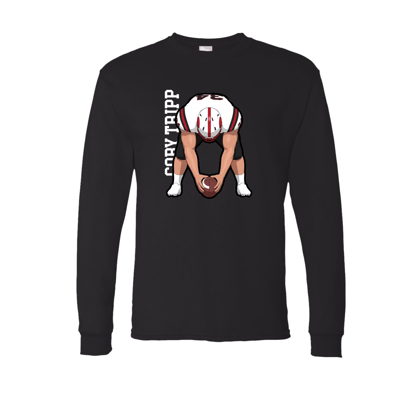 Long Sleeve Tee — Name Vertical in Black