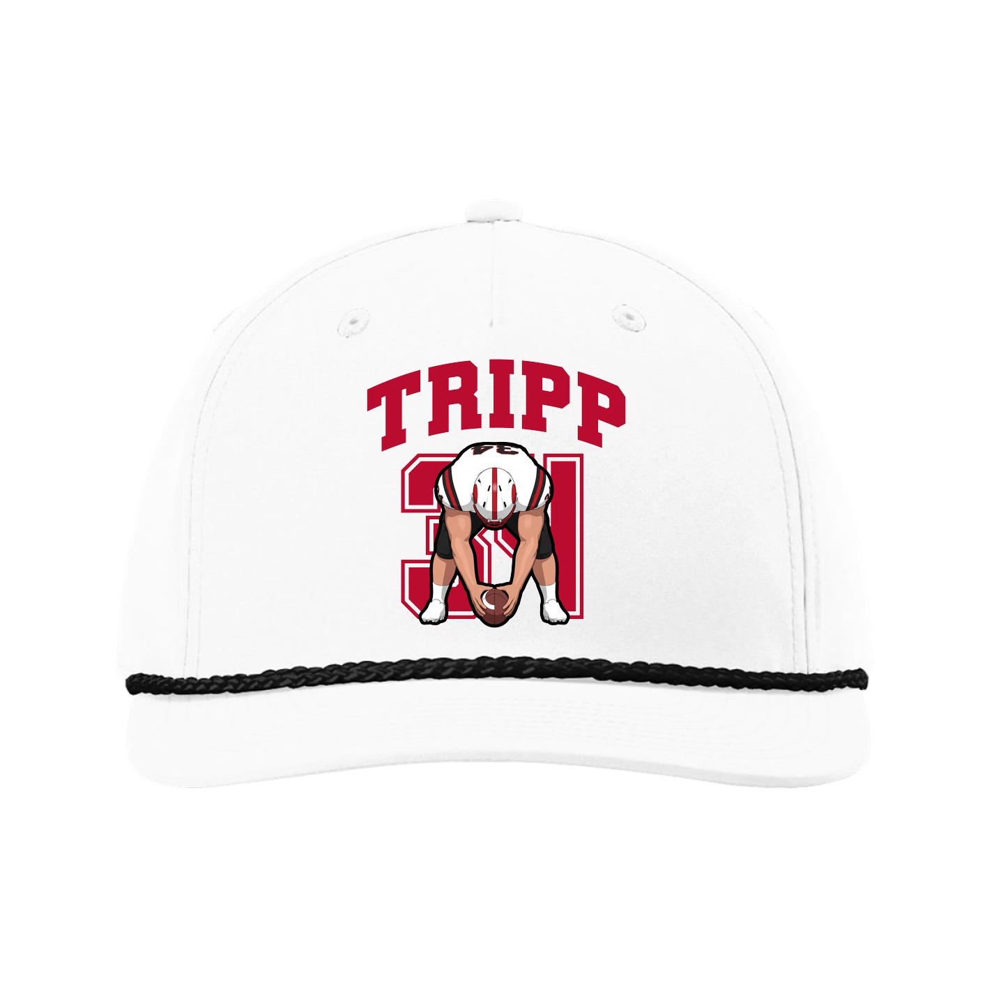 Five-Panel Classic Rope Cap — Number in White