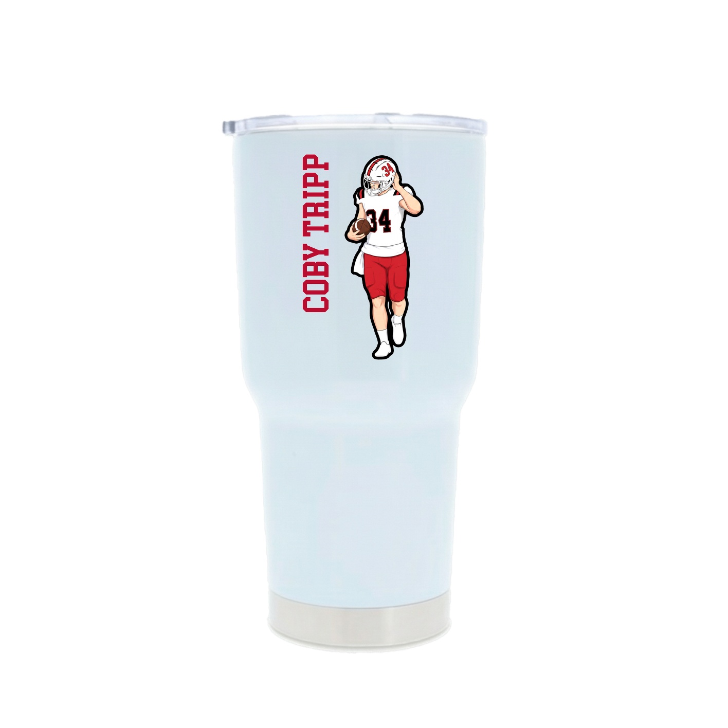 30oz Stainless Steel Tumbler — Name Vertical in White