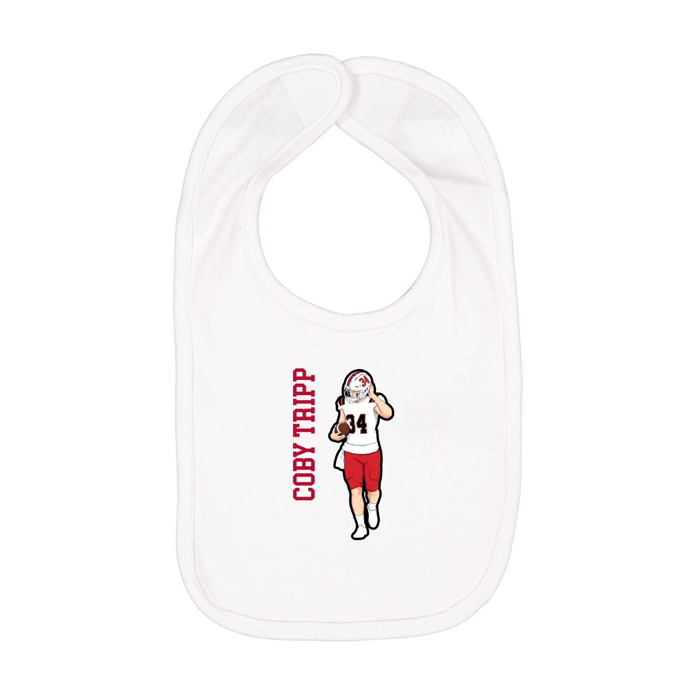 Infant Bib — Name Vertical in White