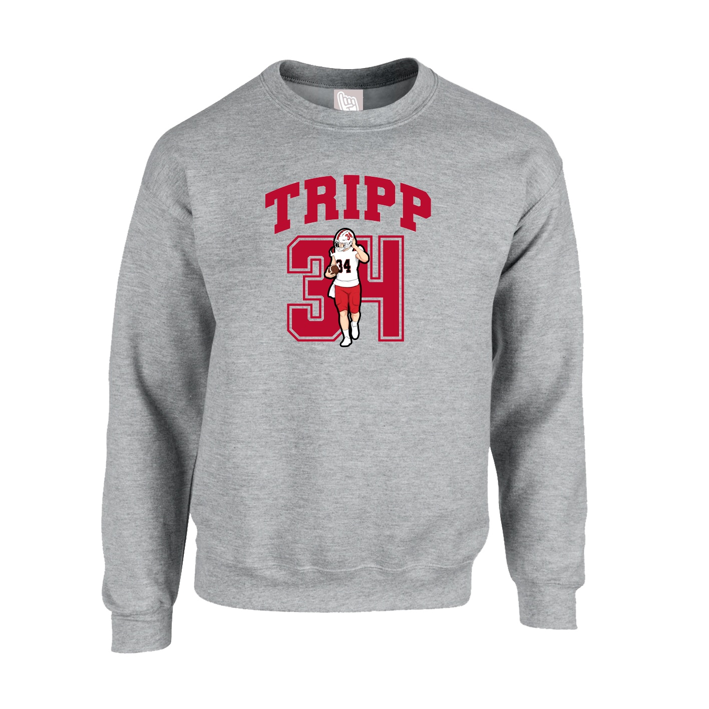 Fleece Crew — Number in Grey