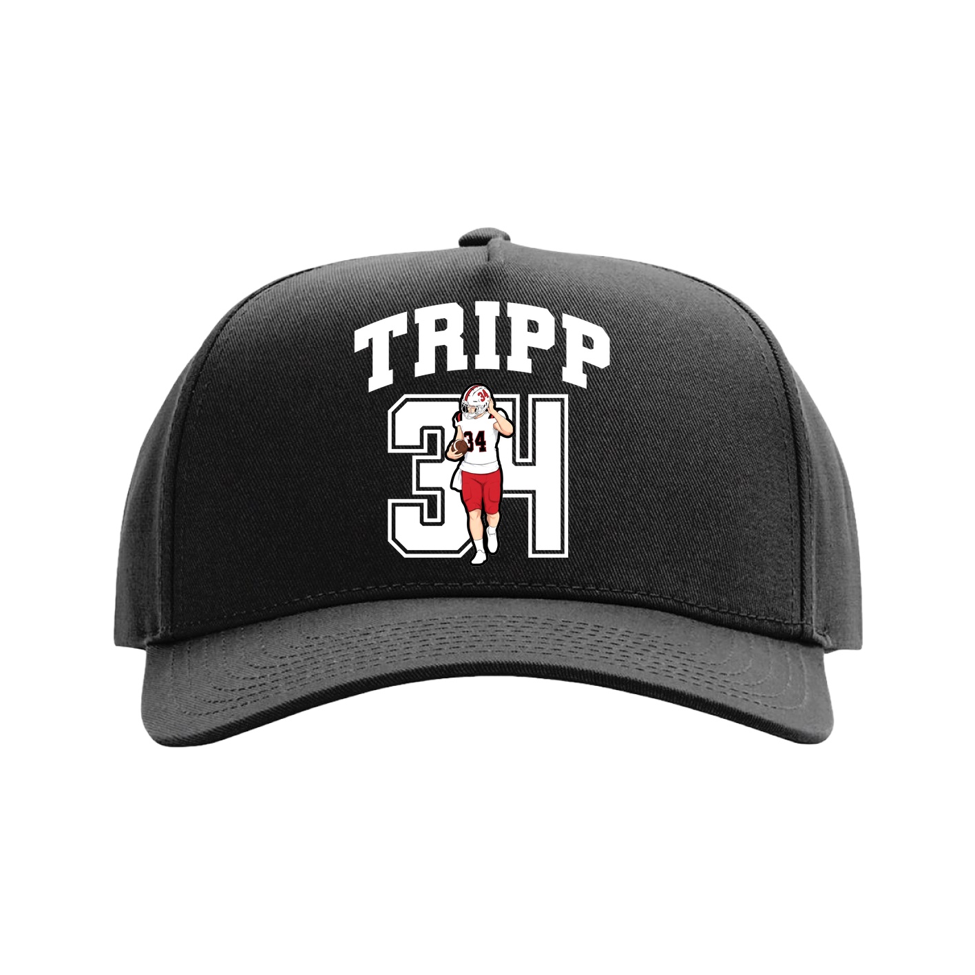 Full Fabric Five-Panel Champ Cap — Number in Black