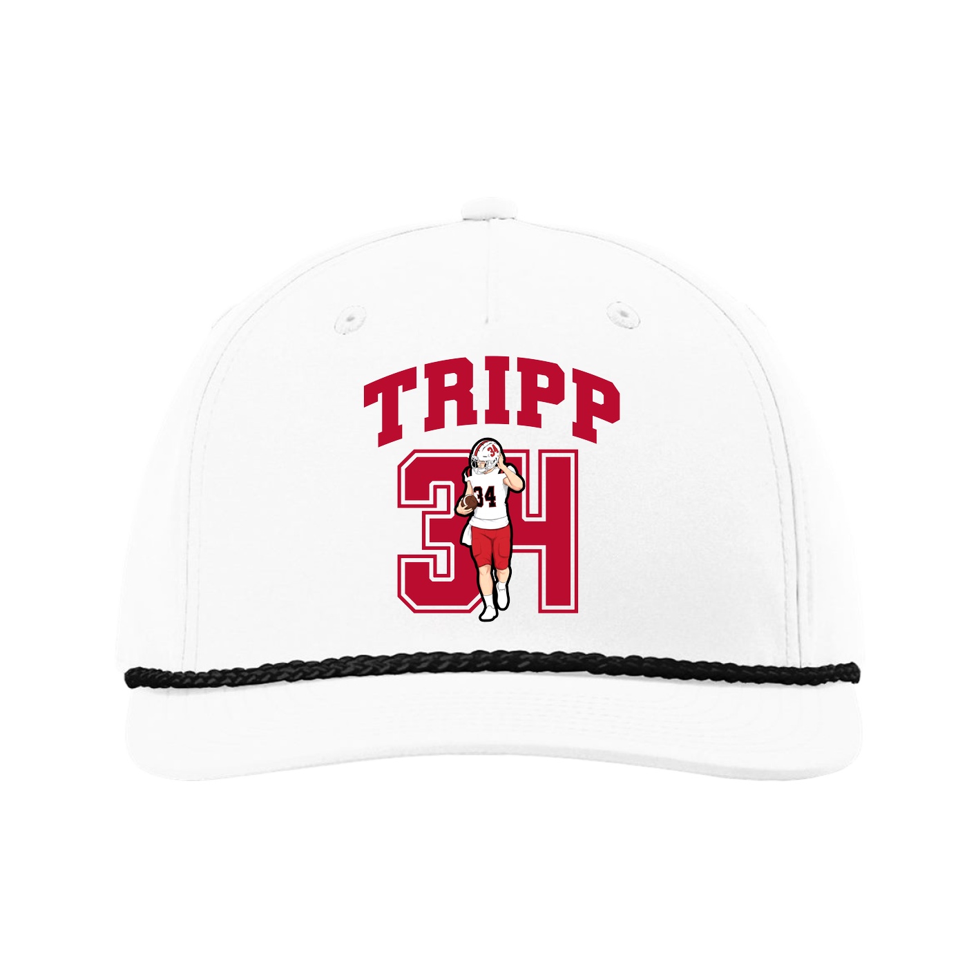 Five-Panel Classic Rope Cap — Number in White