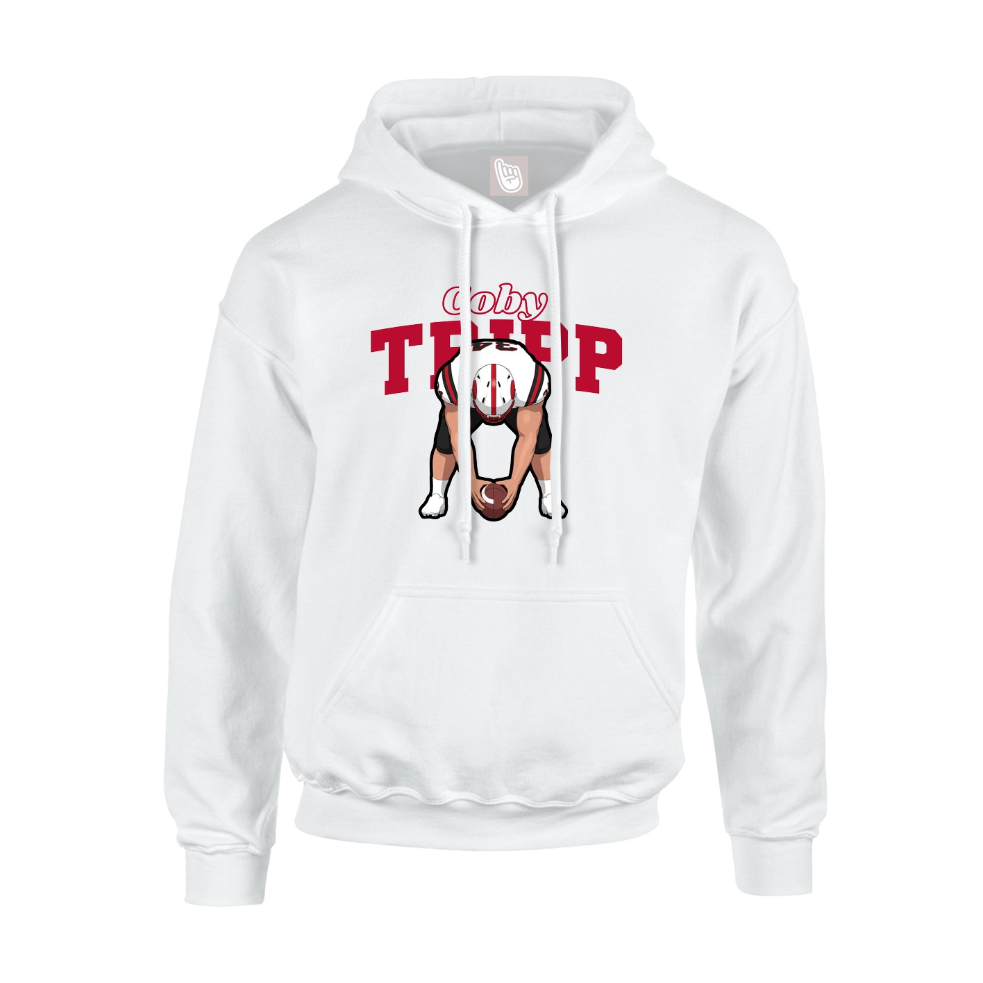 Youth Hoodie — Name Arch in White