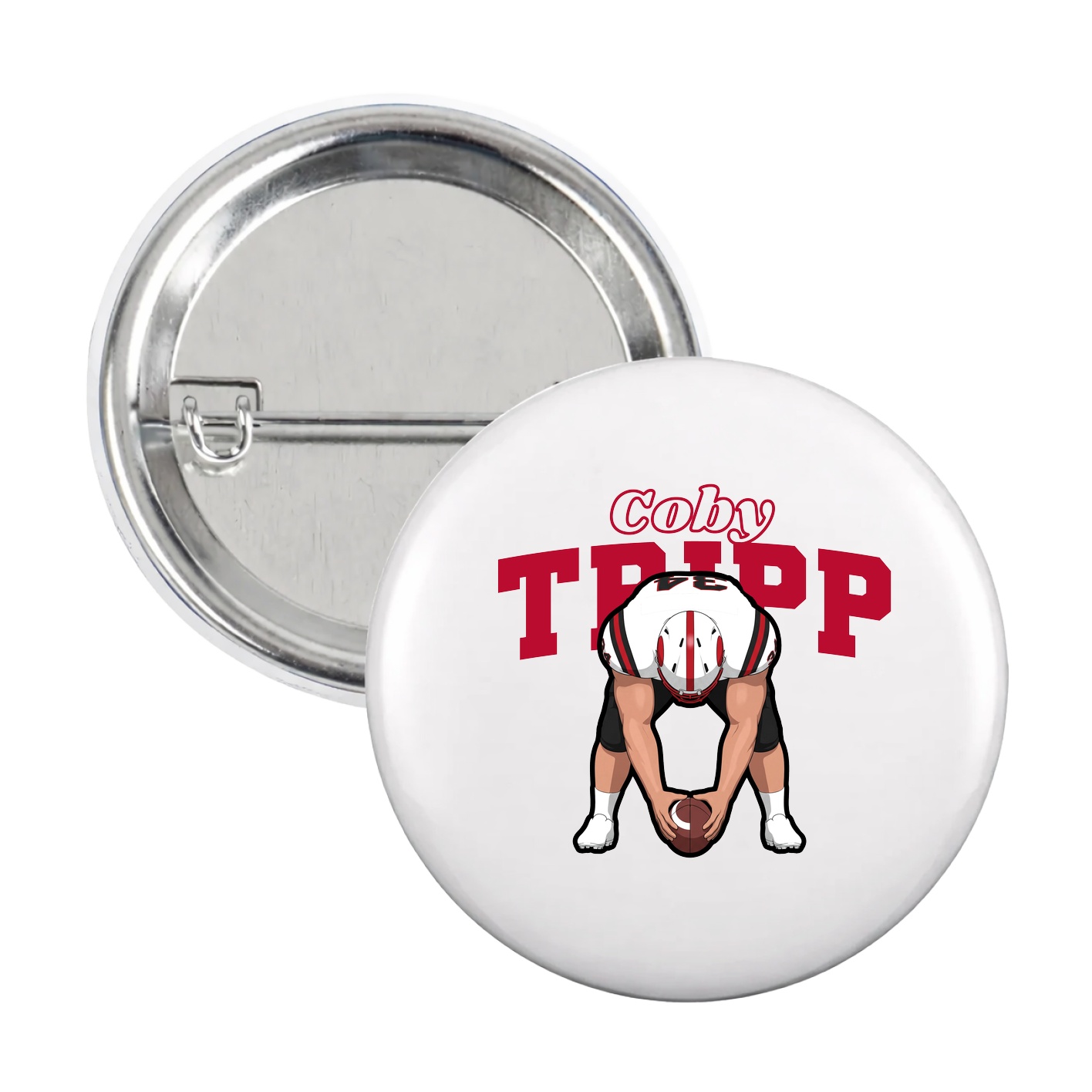 Game Day Button — Name Arch in White