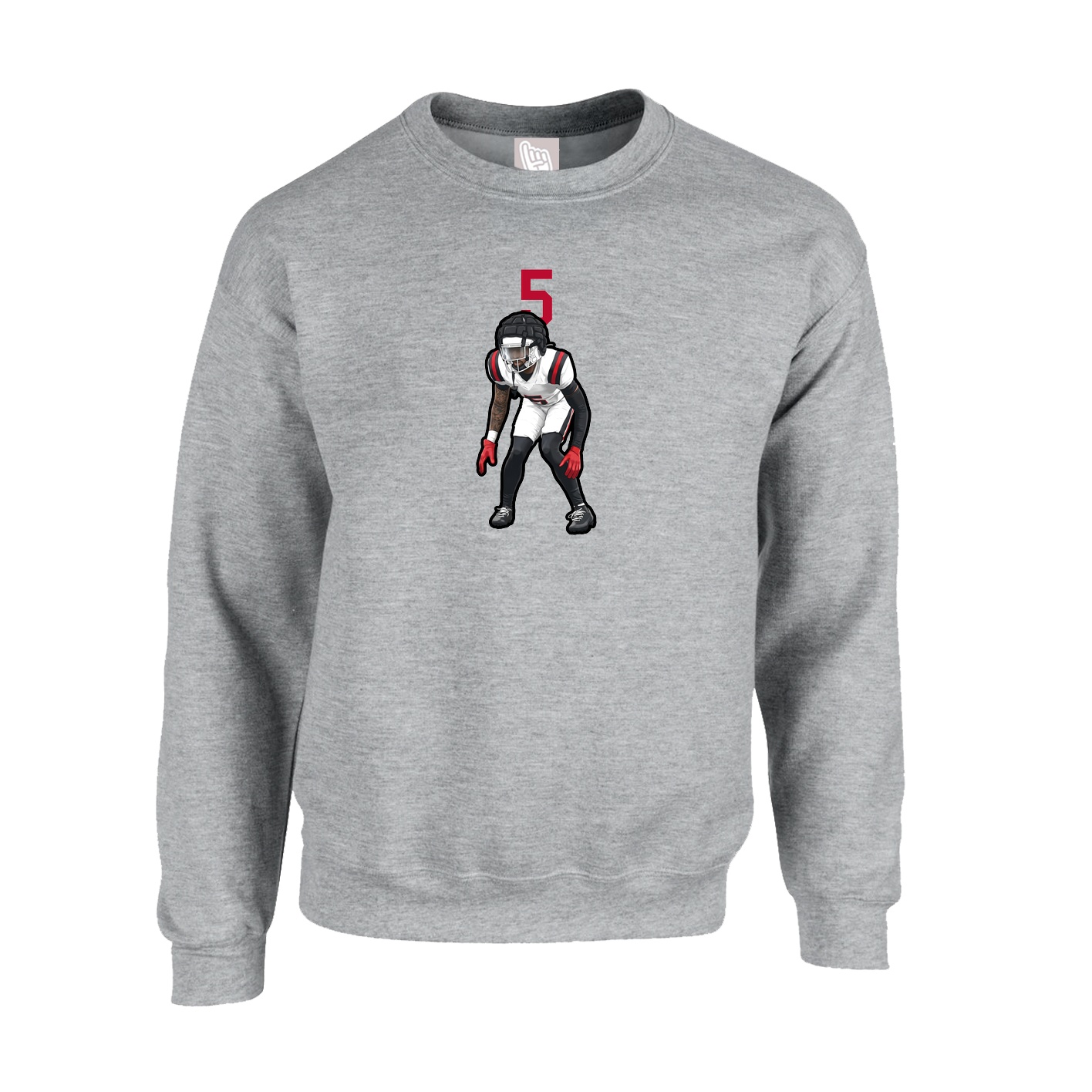 Fleece Crew — Number Top in Grey