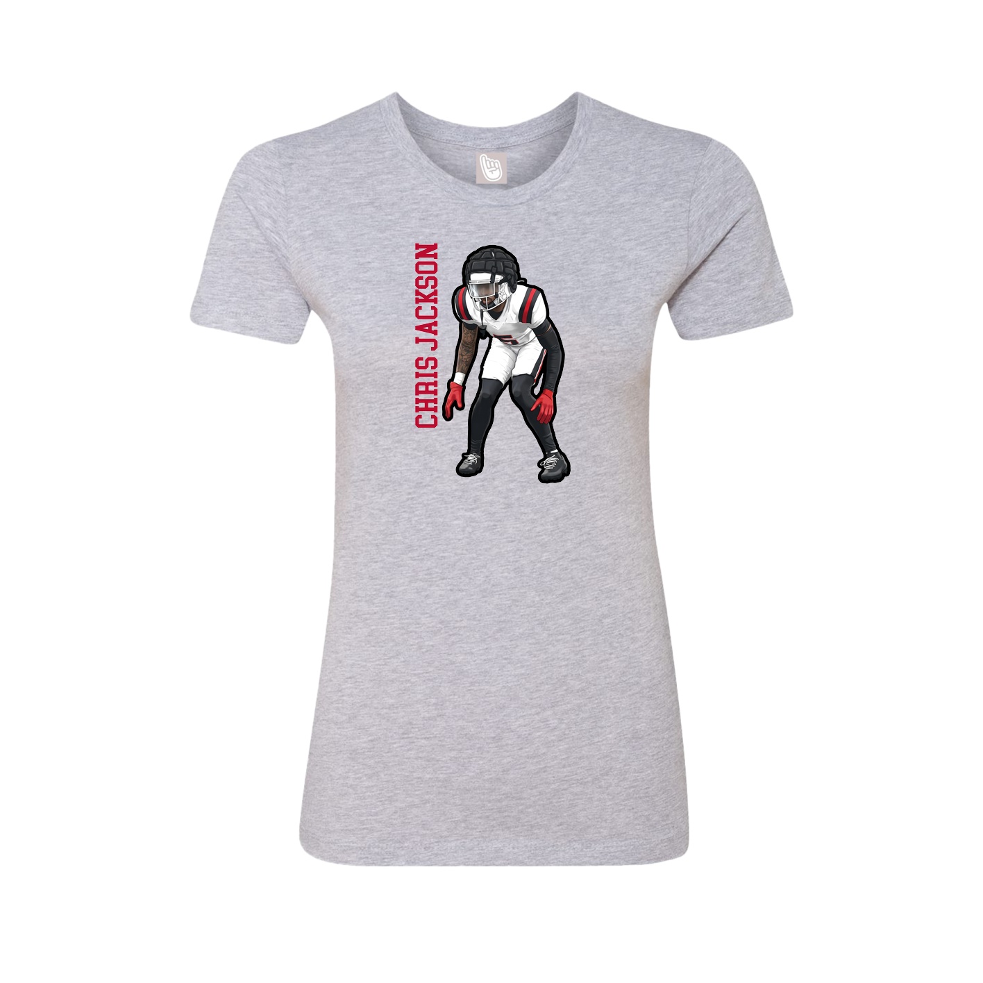 Fitted Women's Tee — Name Vertical in Grey