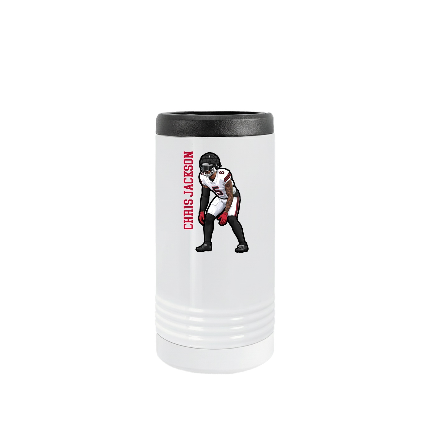 Slim Beverage Holder — Name Vertical in White