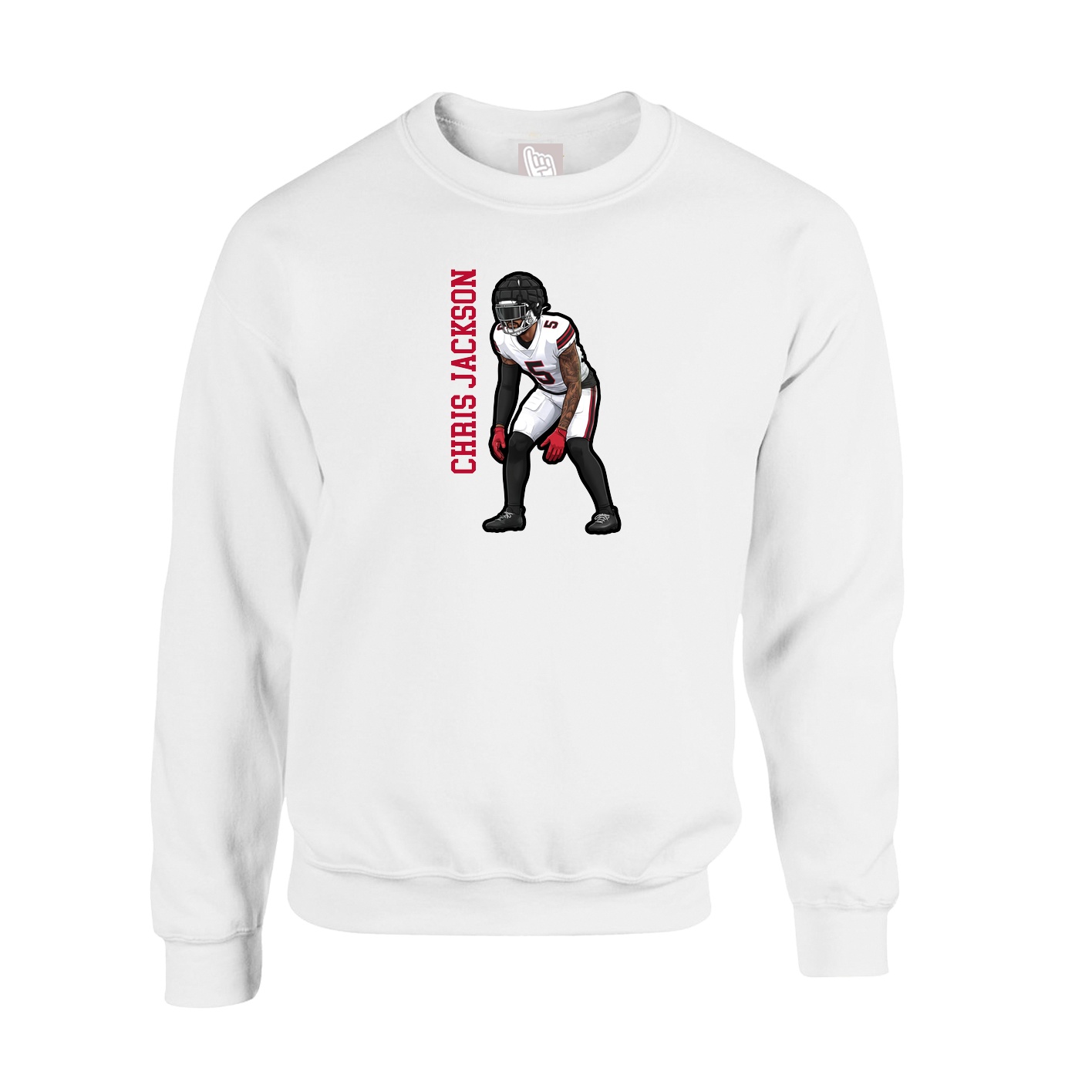 Fleece Crew — Name Vertical in White