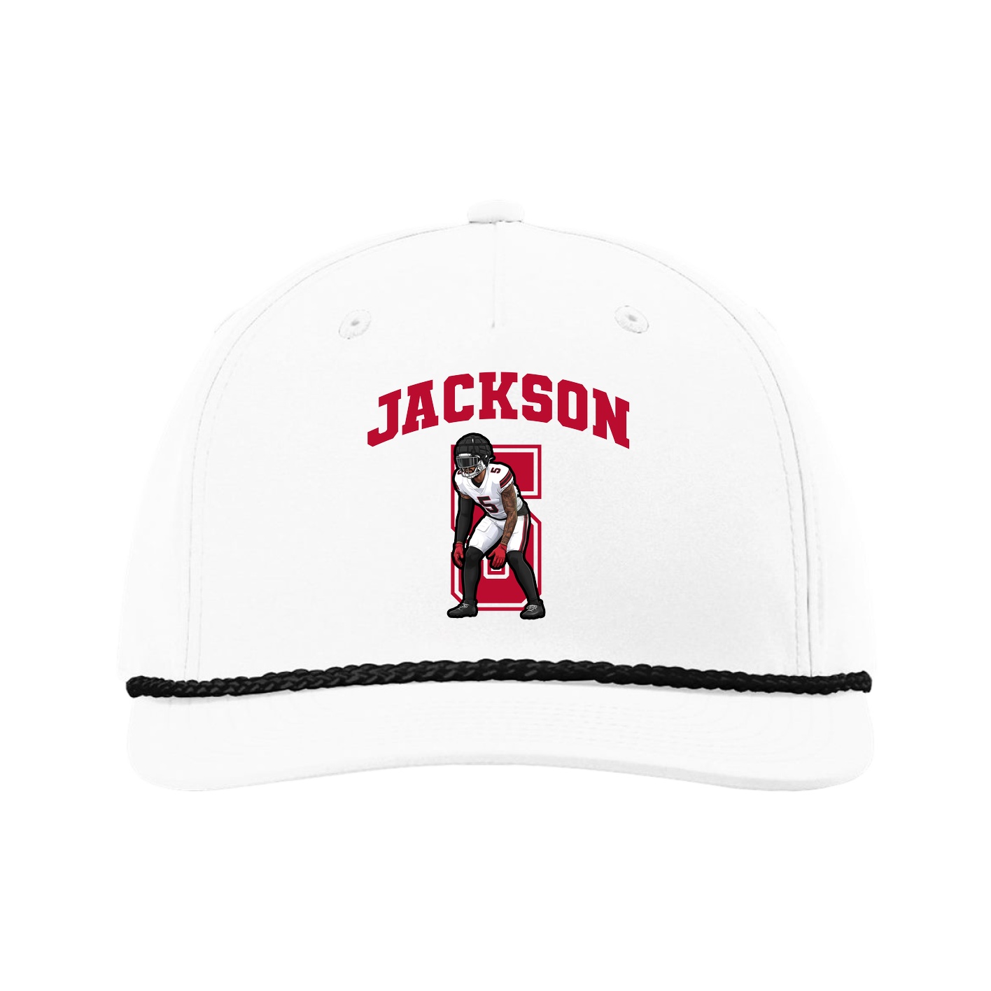 Five-Panel Classic Rope Cap — Number in White