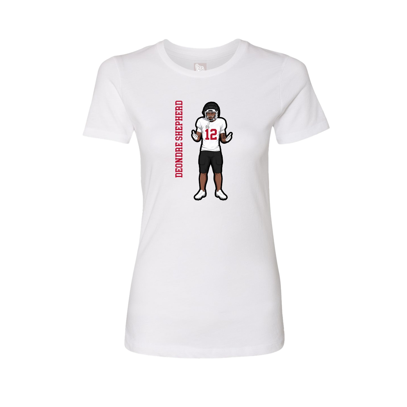 Fitted Women's Tee — Name Vertical in White