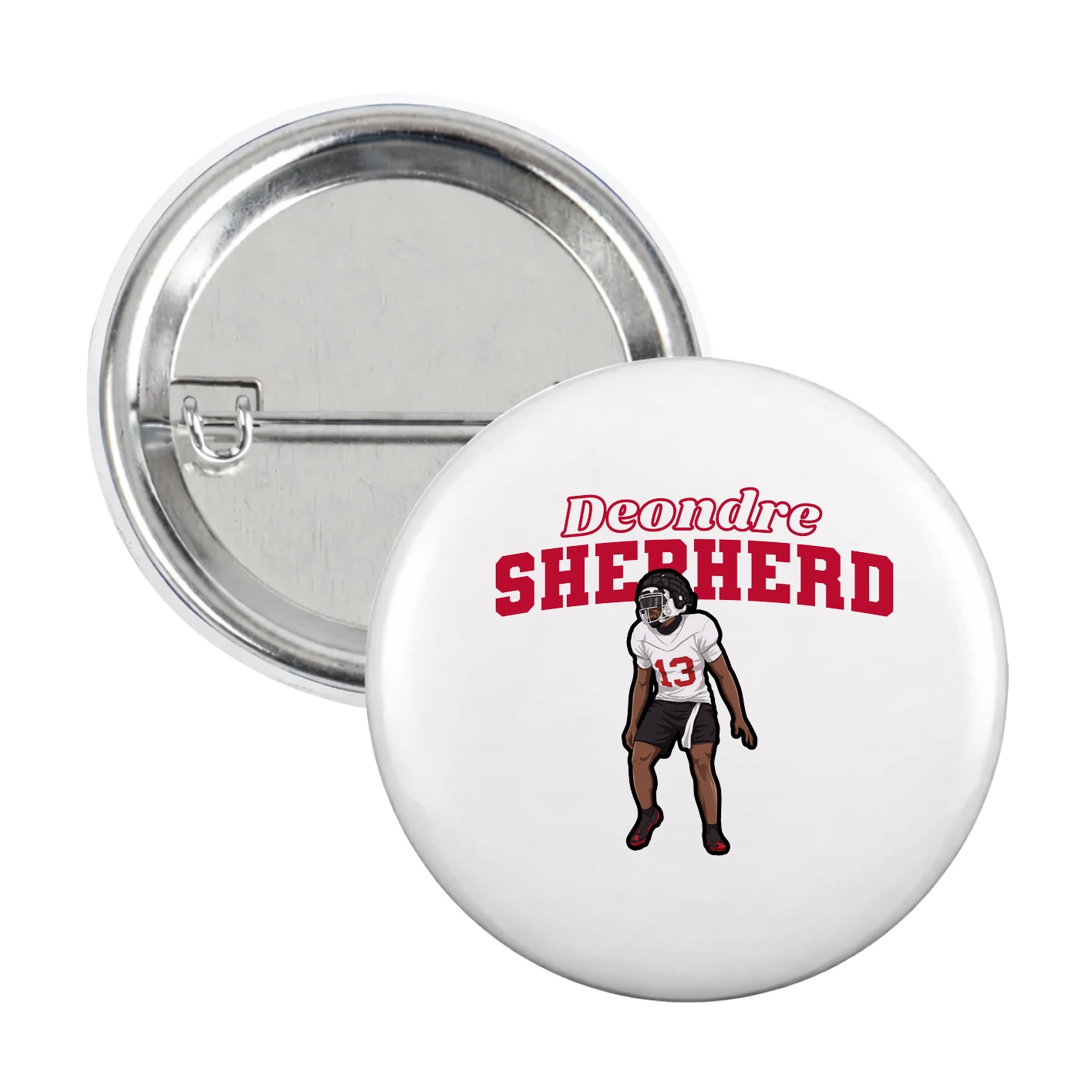 Game Day Button — Name Arch in White