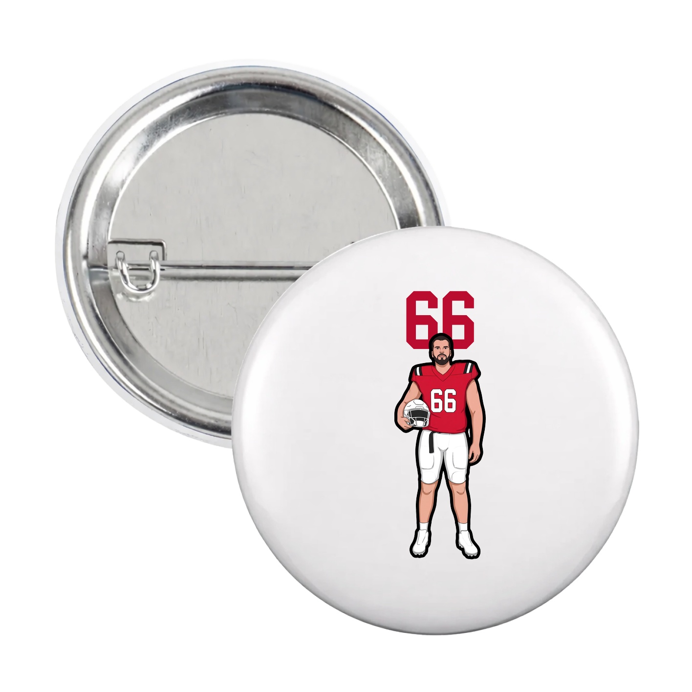 Game Day Button — Number Top in White