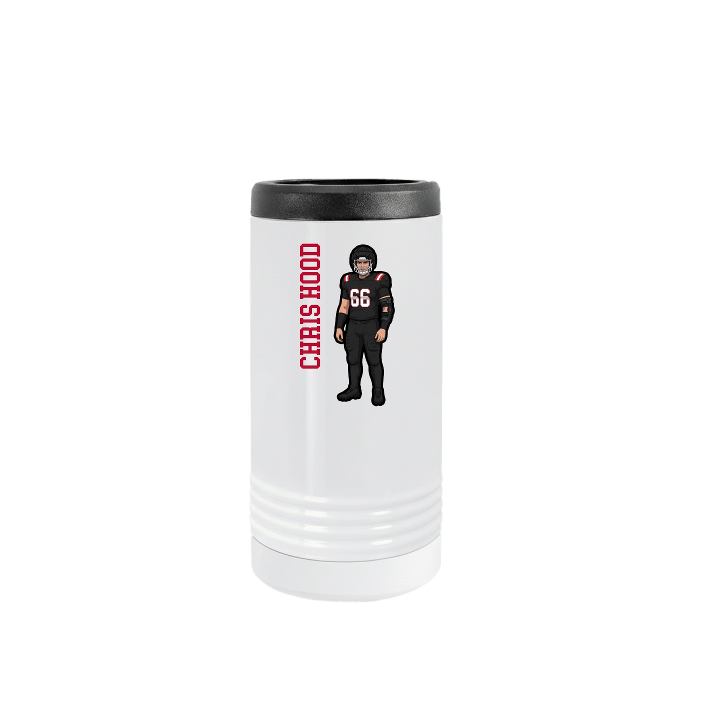 Slim Beverage Holder — Name Vertical in White