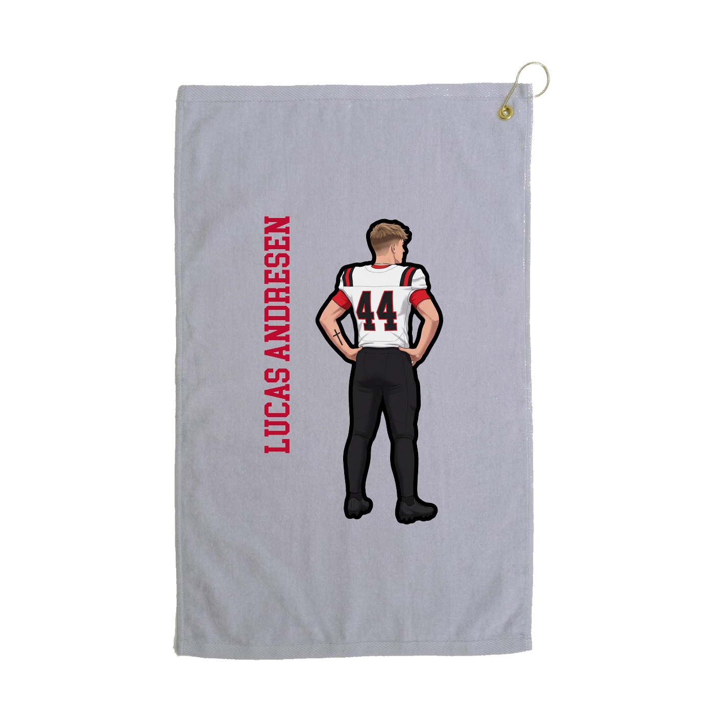Golf Towel — Name Vertical in Grey