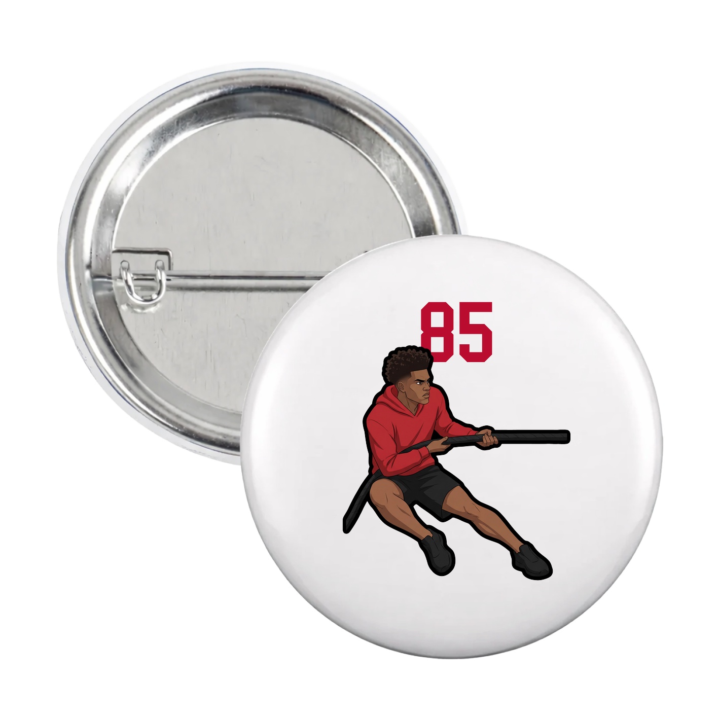 Game Day Button — Number Top in White