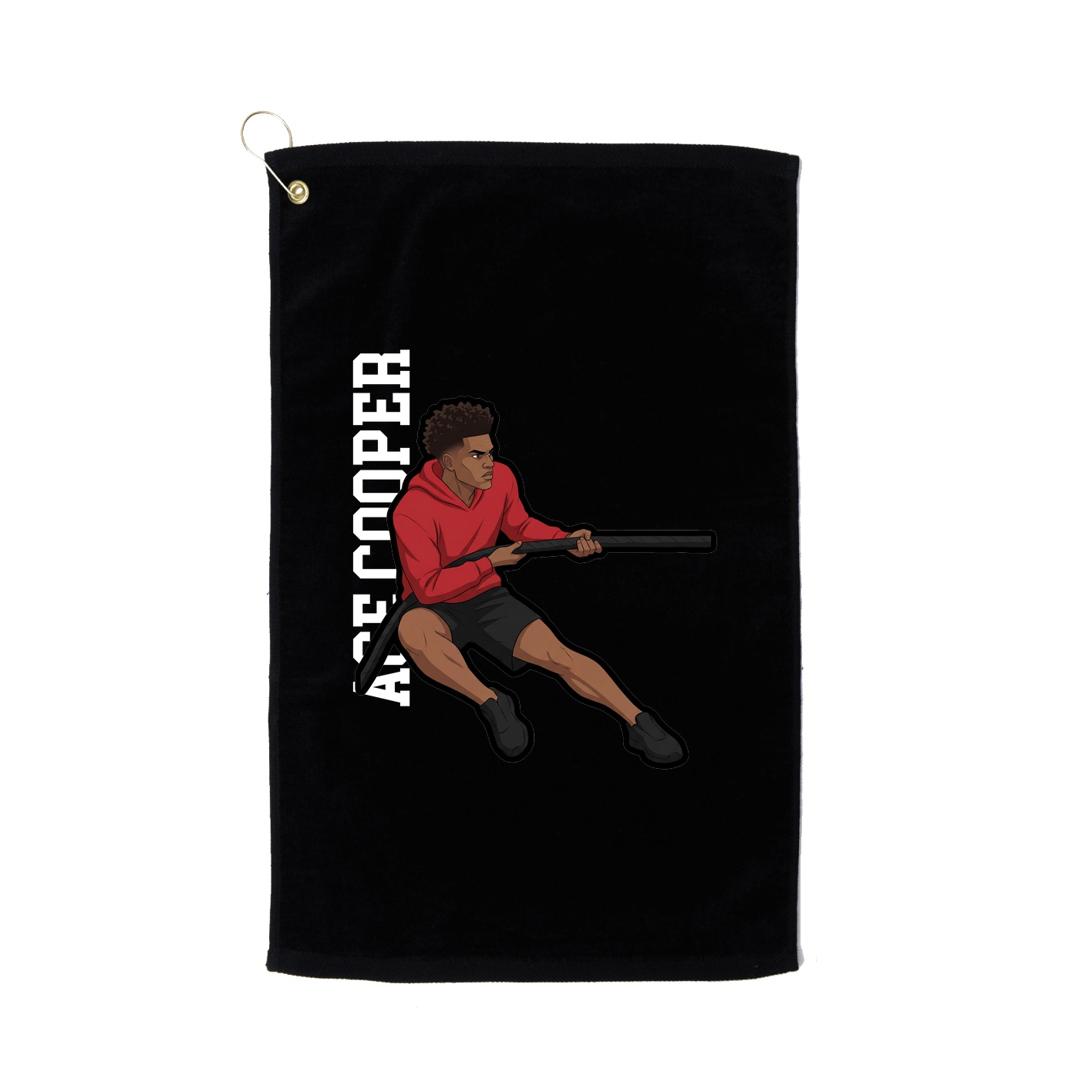 Golf Towel — Name Vertical in Black