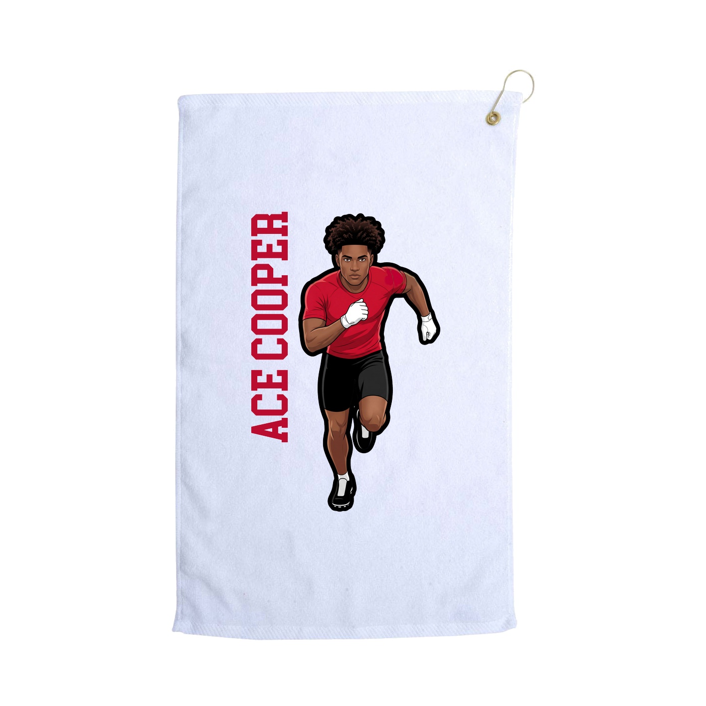 Golf Towel — Name Vertical in White