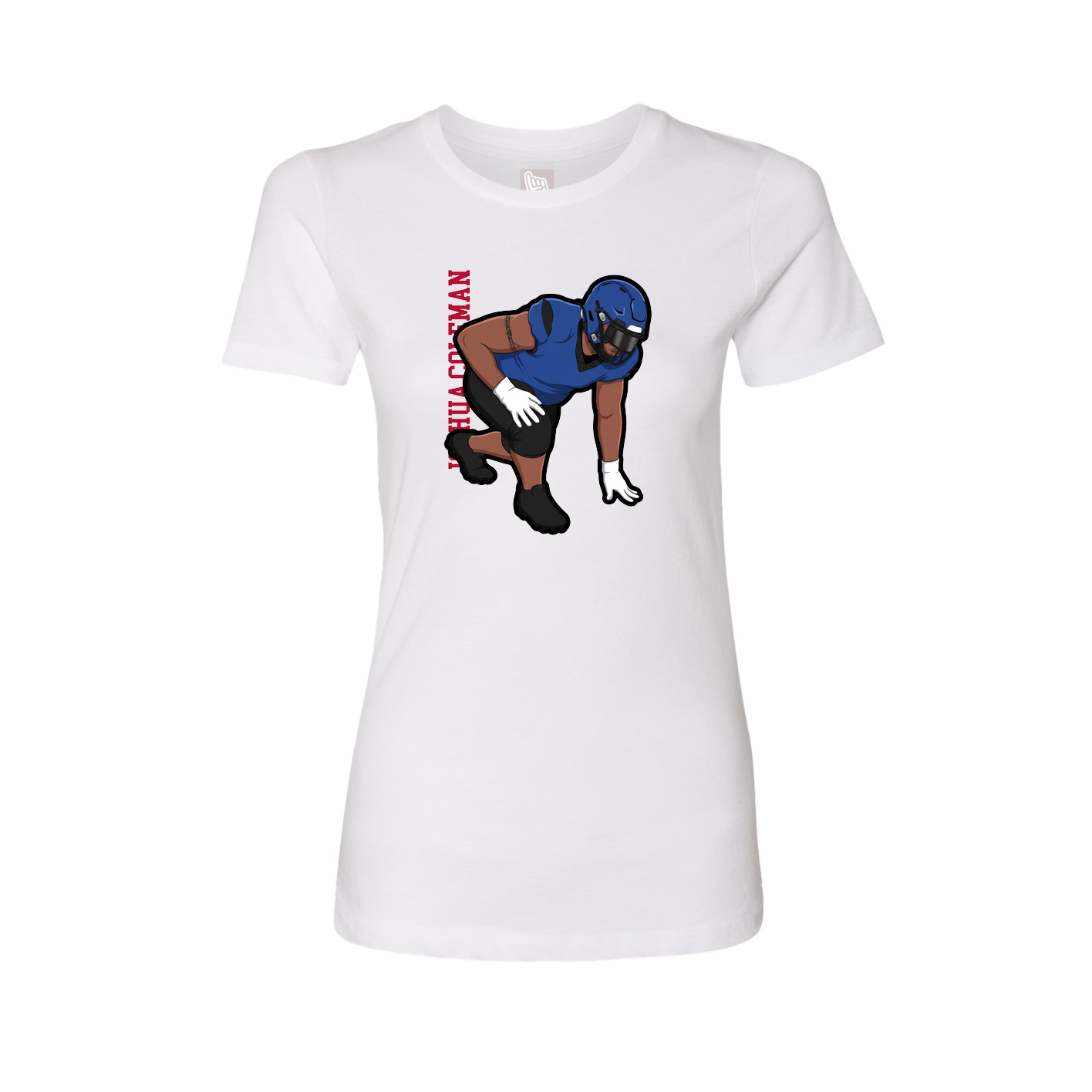Fitted Women's Tee — Name Vertical in White
