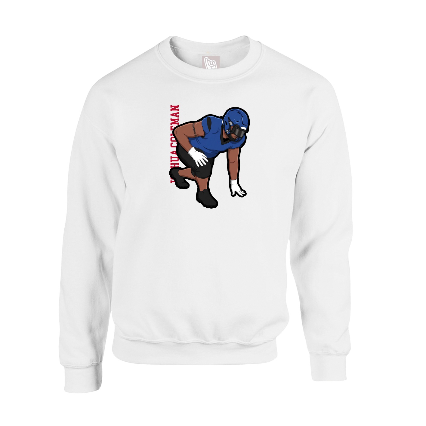 Fleece Crew — Name Vertical in White