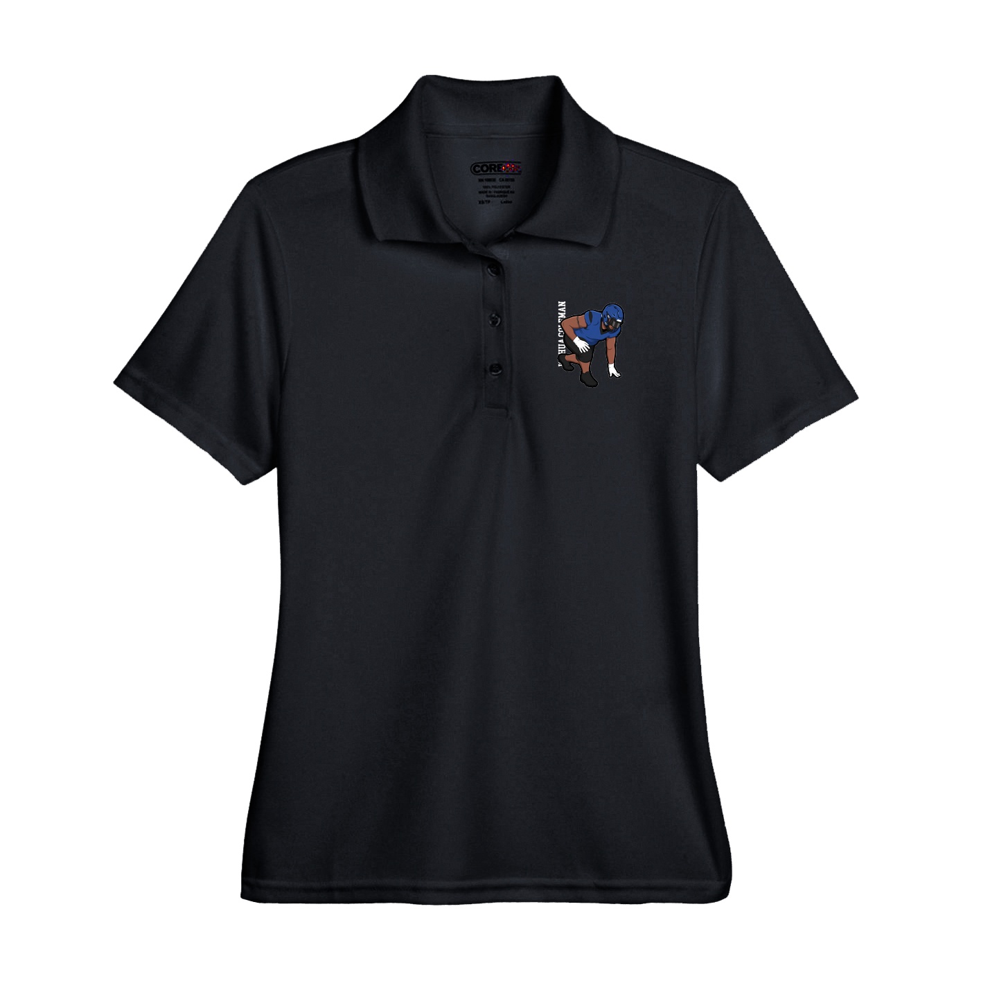 Performance Polo — Name Vertical in Black