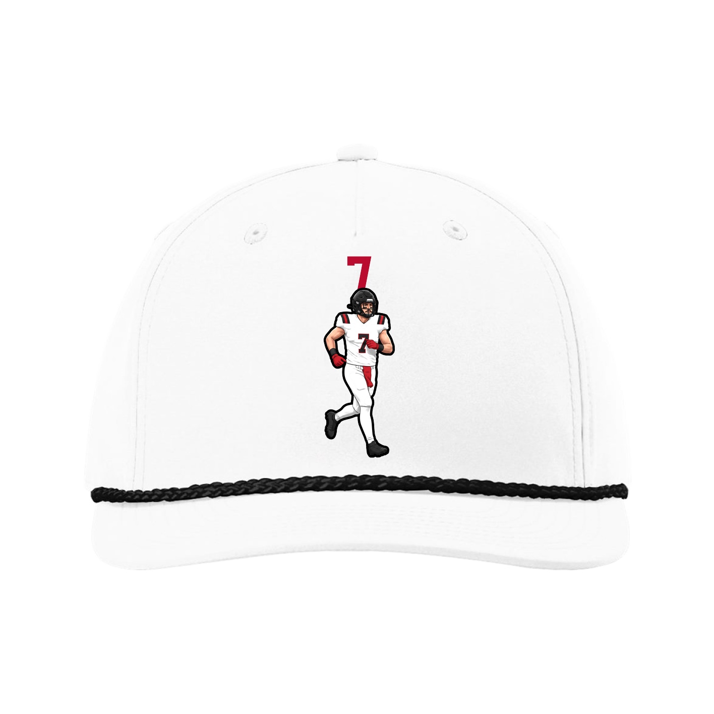 Five-Panel Classic Rope Cap — Number Top in White