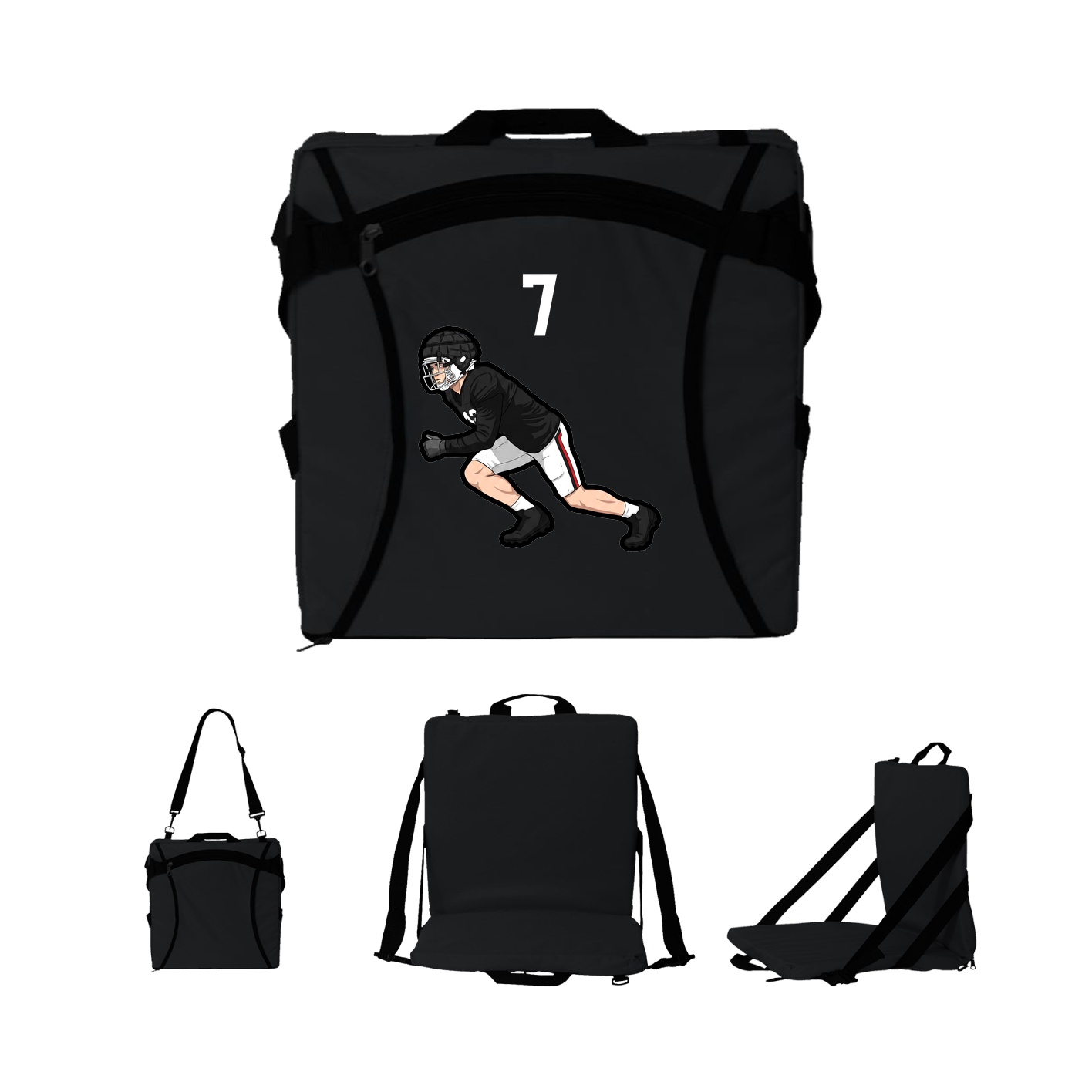 Folding Stadium Seat — Number Top in Black
