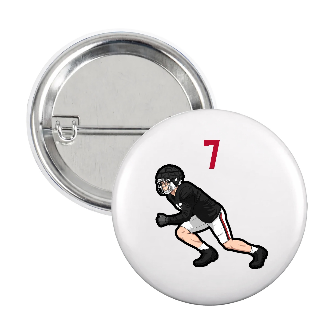 Game Day Button — Number Top in White
