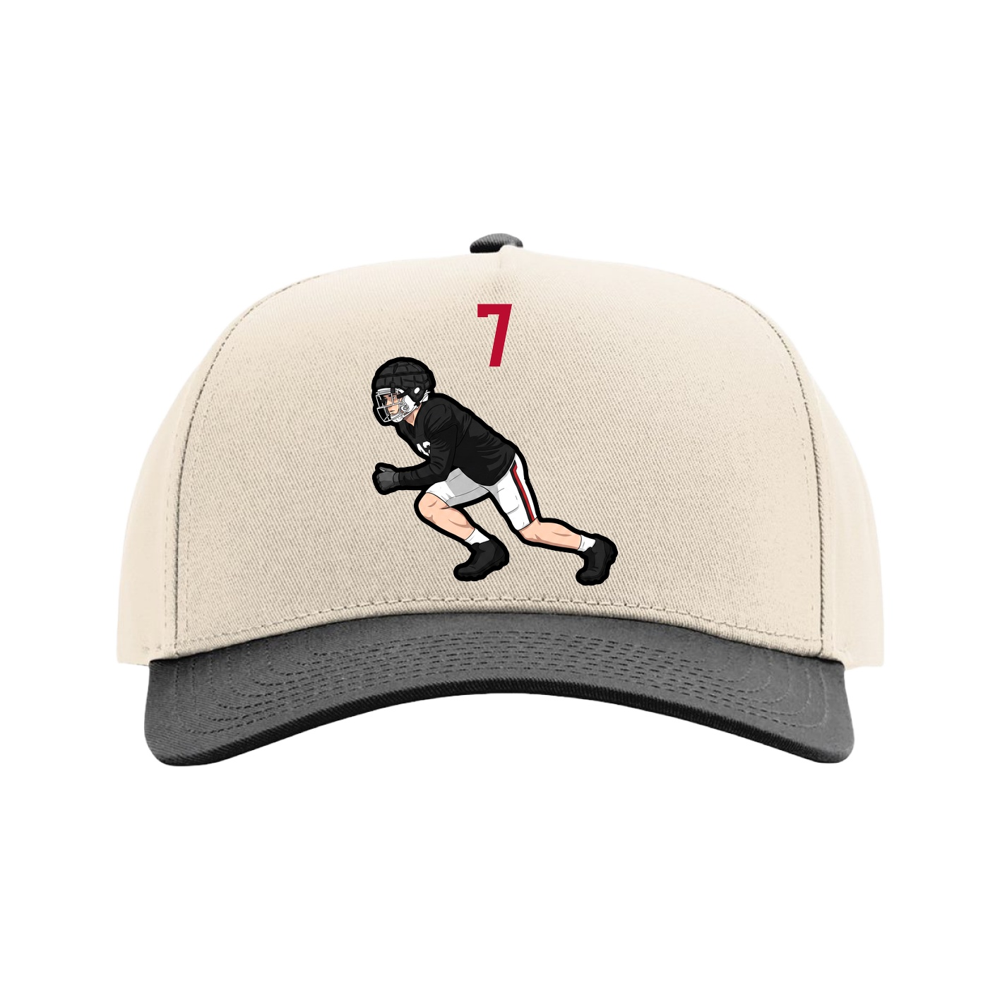 Full Fabric Five-Panel Champ Cap — Number Top in Cream/Black