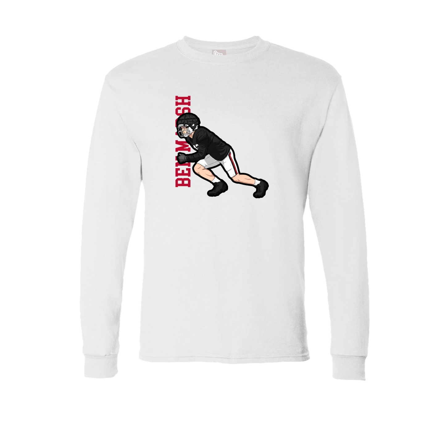 Long Sleeve Tee — Name Vertical in White