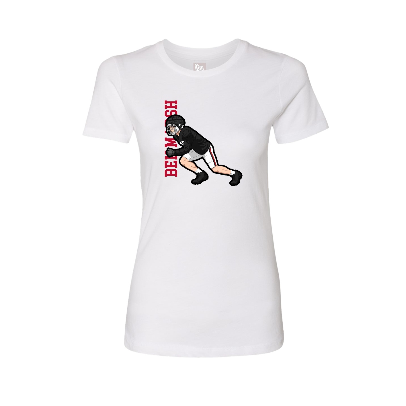 Womens Tee — Name Vertical in White