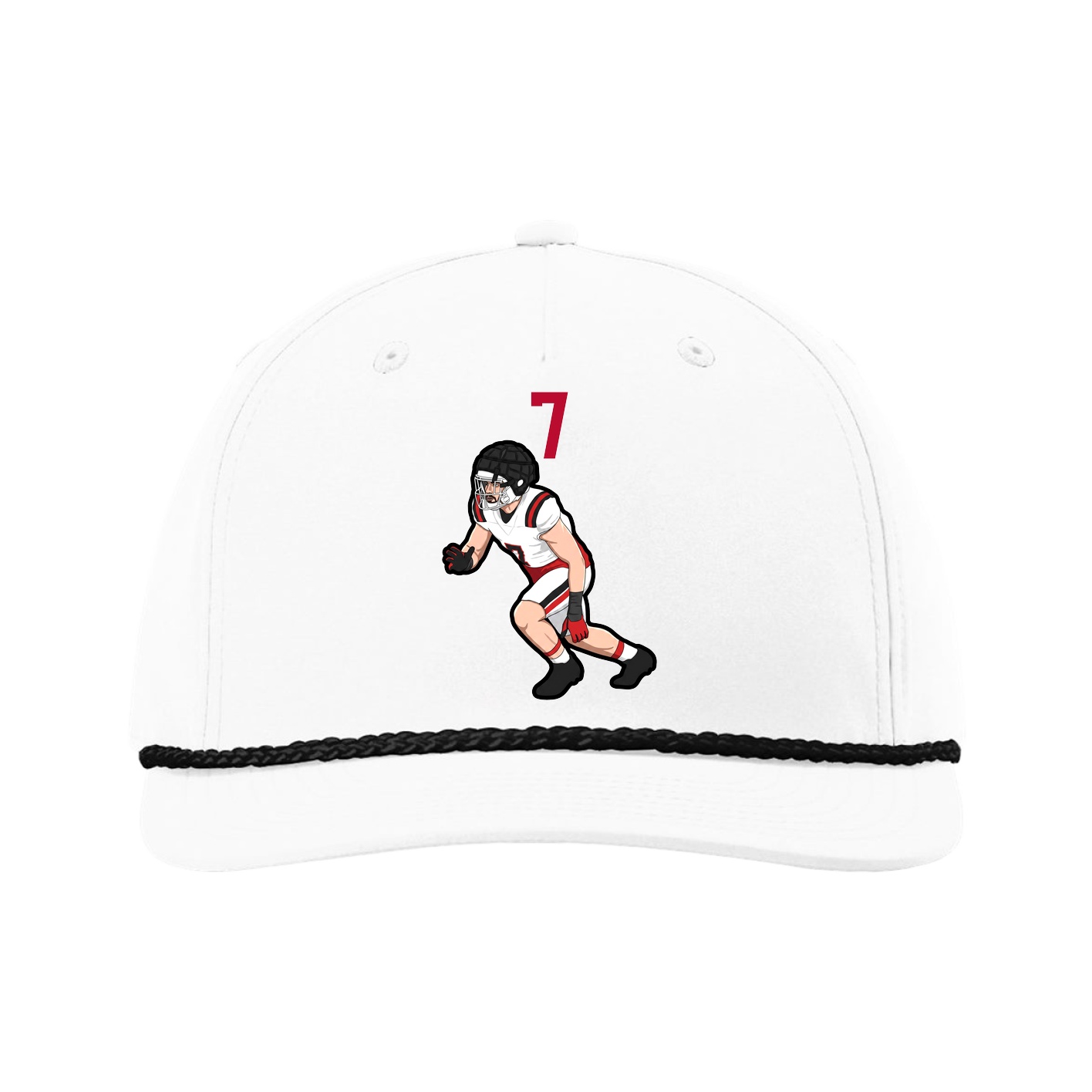 Five-Panel Classic Rope Cap — Number Top in White