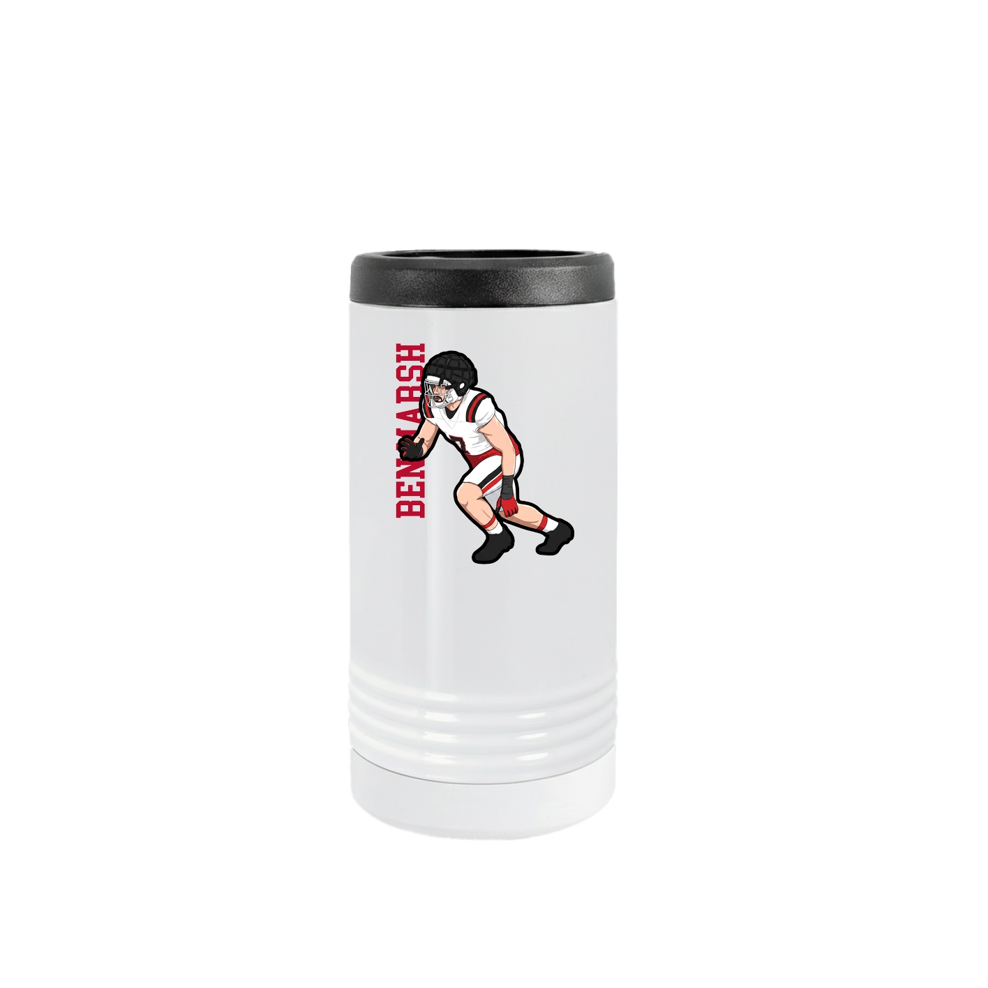 Slim Beverage Holder — Name Vertical in White