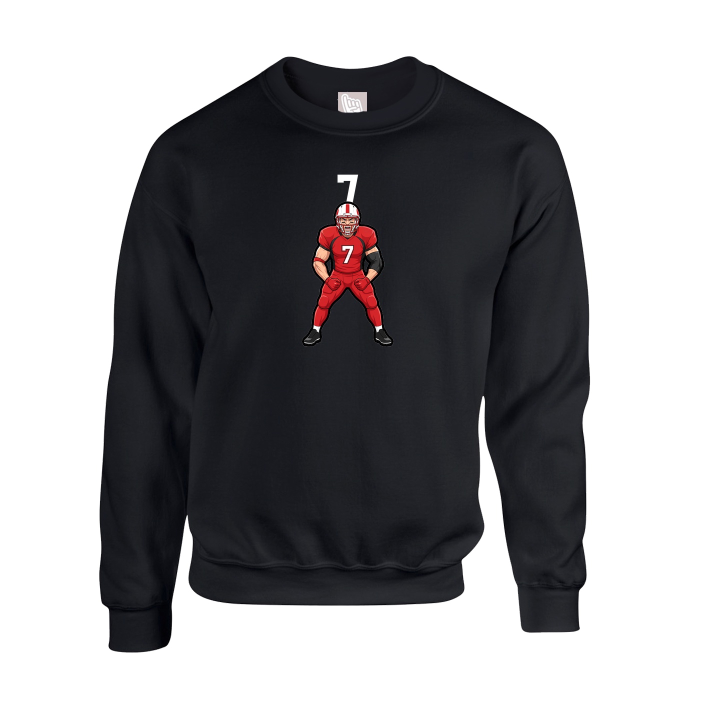 Fleece Crew — Number Top in Black