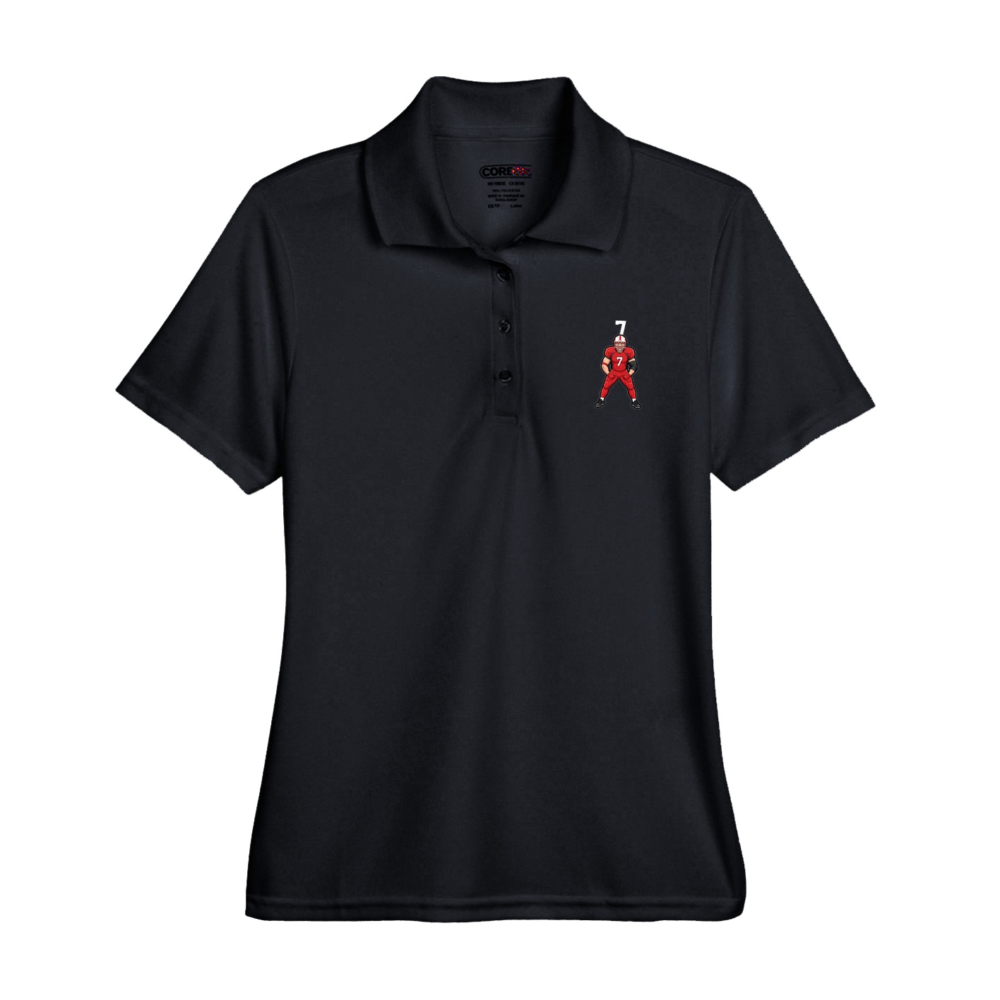 Womens Performance Polo — Number Top in Black