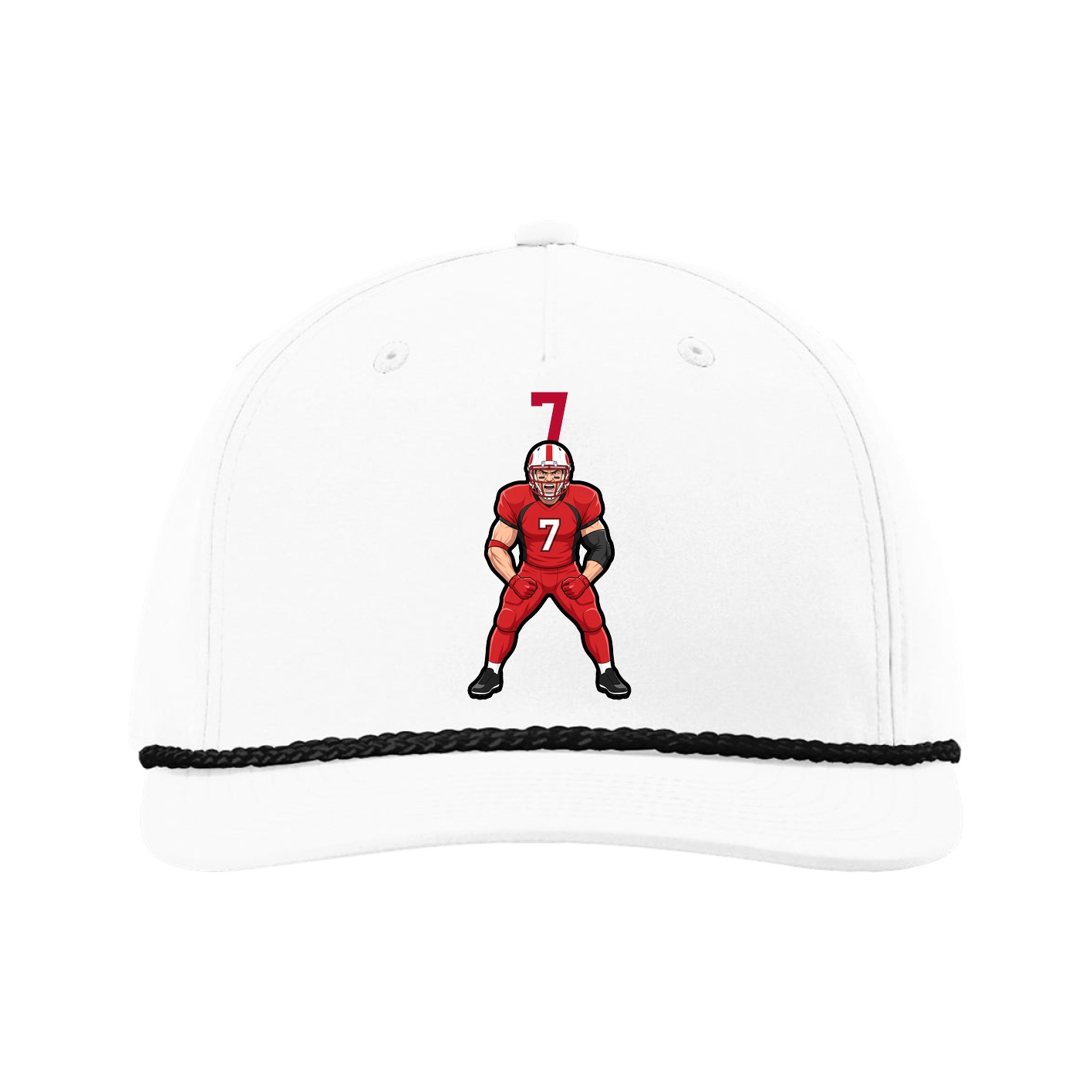 Five-Panel Classic Rope Cap — Number Top in White