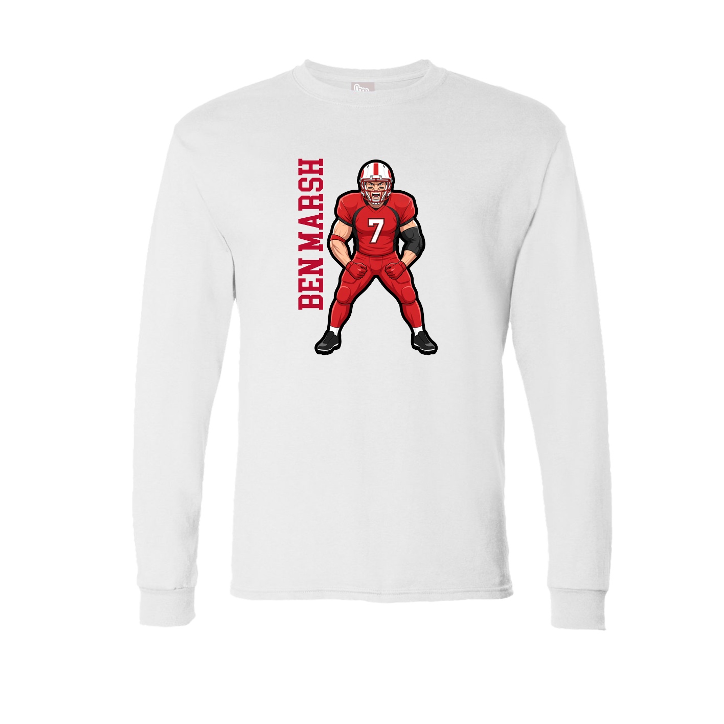 Long Sleeve Tee — Name Vertical in White