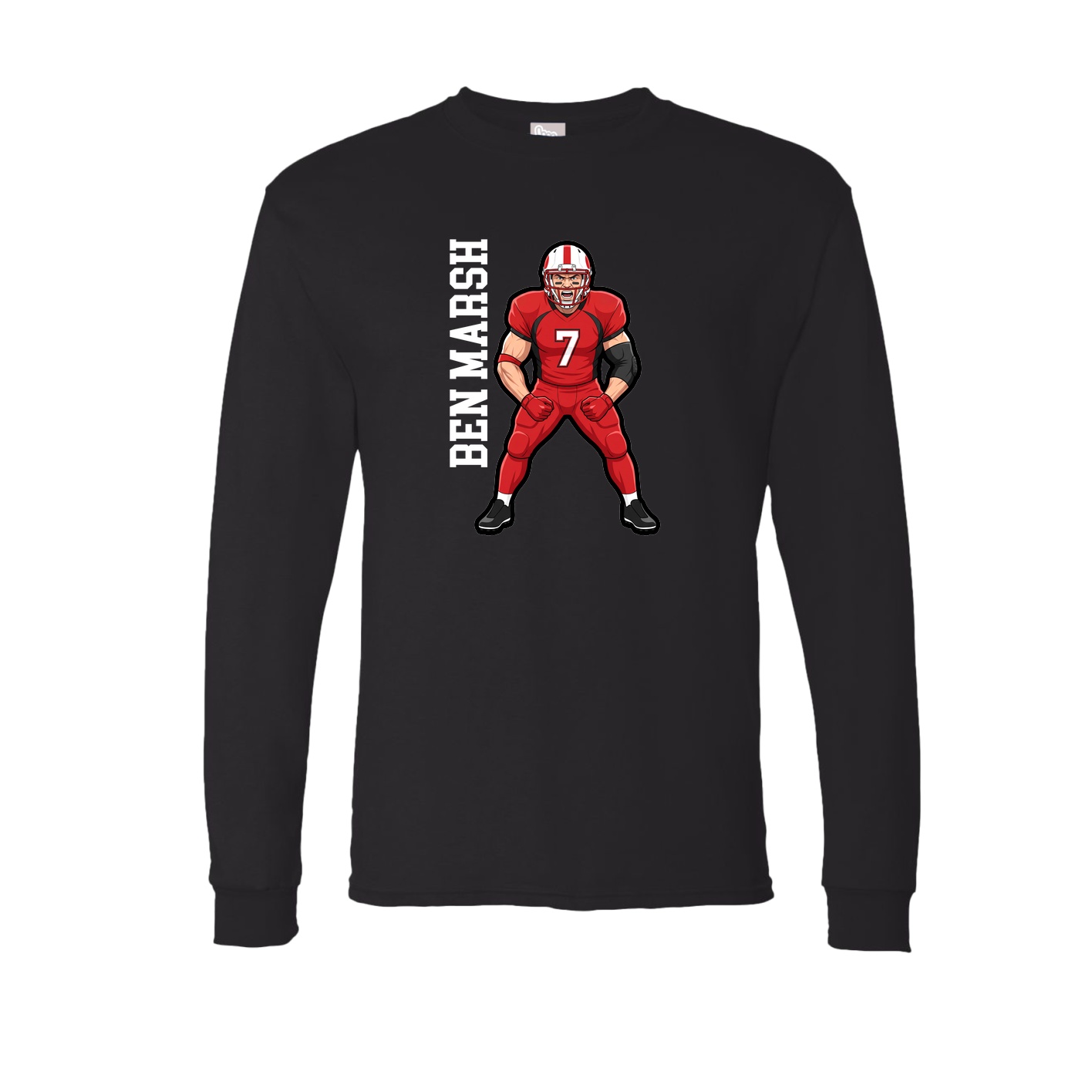 Long Sleeve Tee — Name Vertical in Black