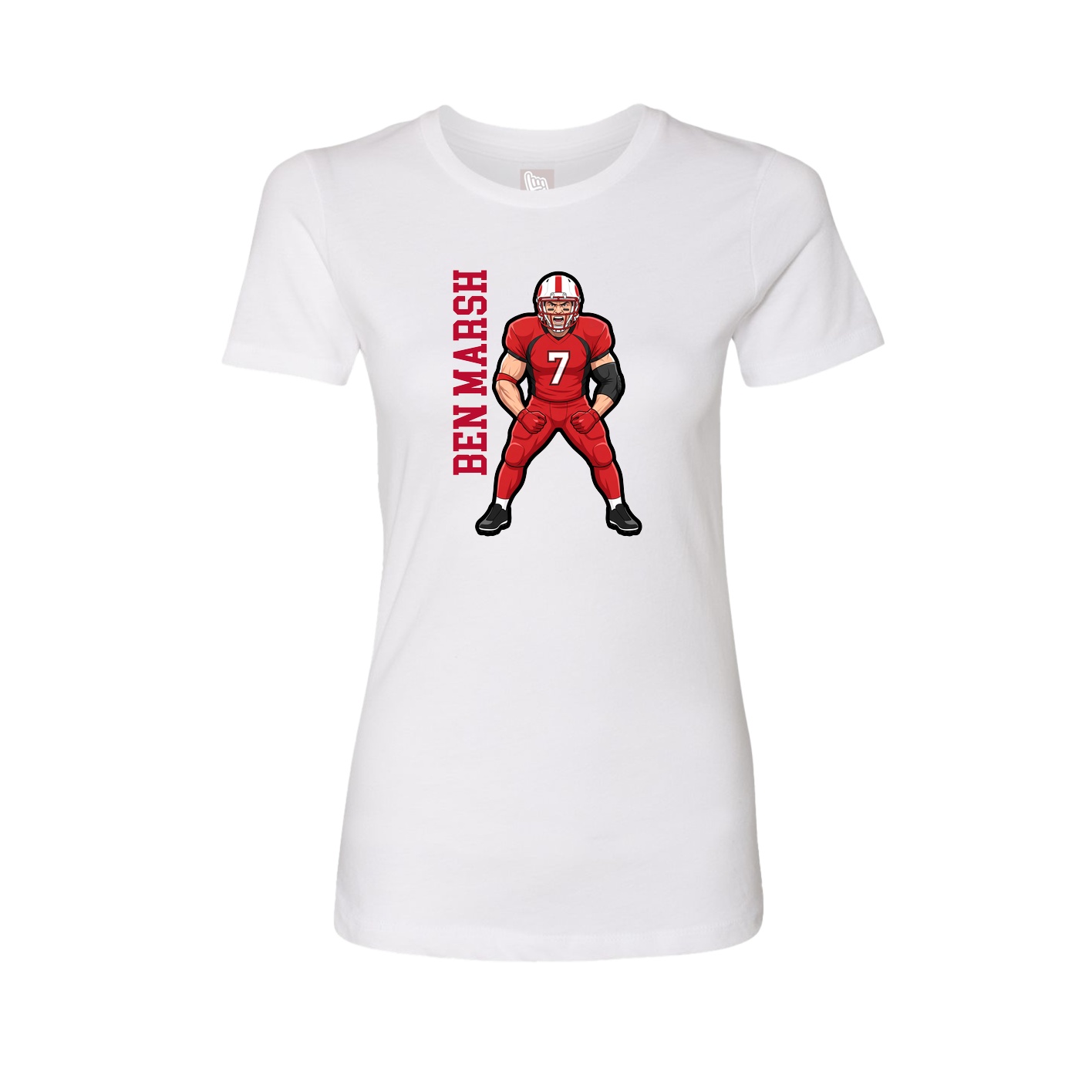Fitted Women's Tee — Name Vertical in White