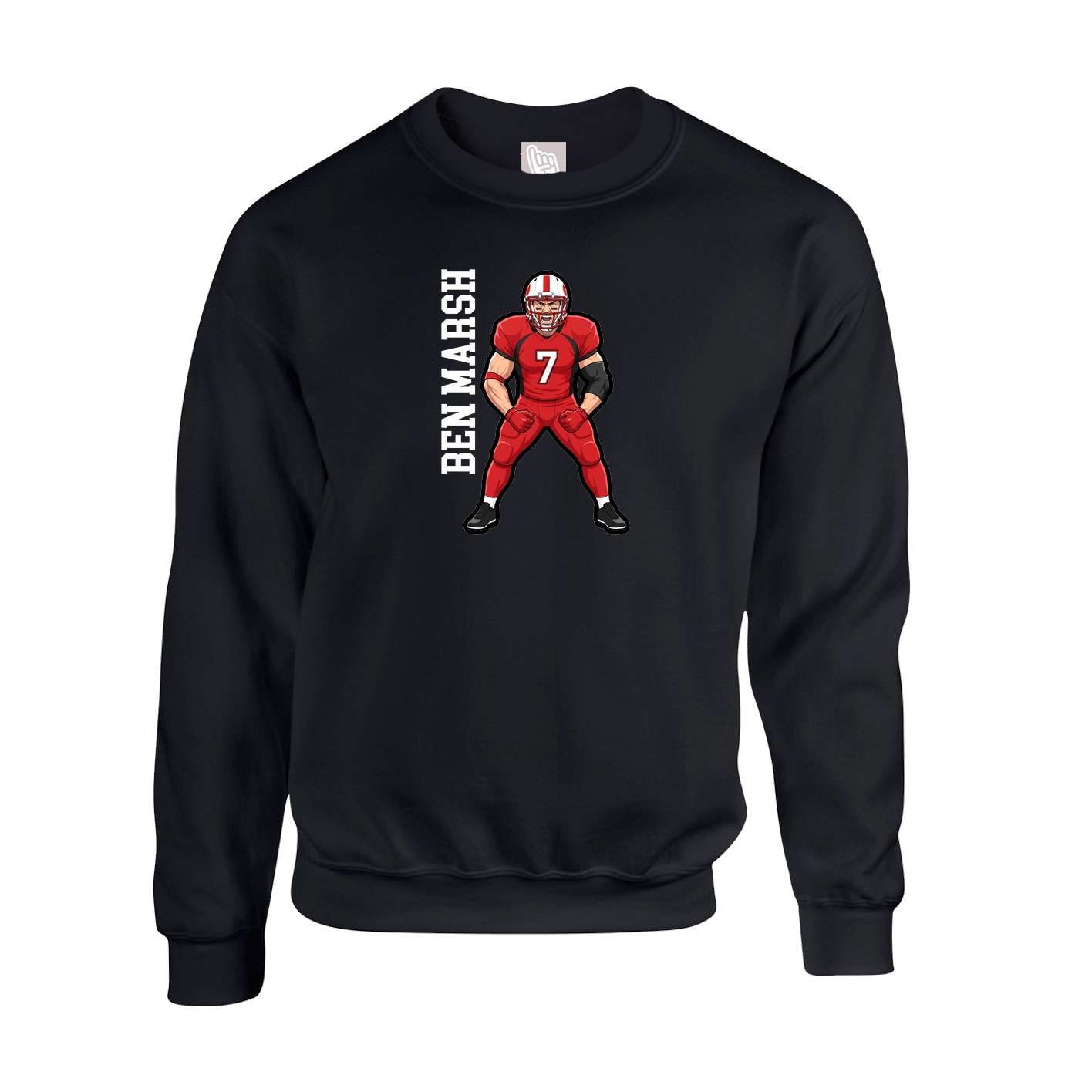 Fleece Crew — Name Vertical in Black