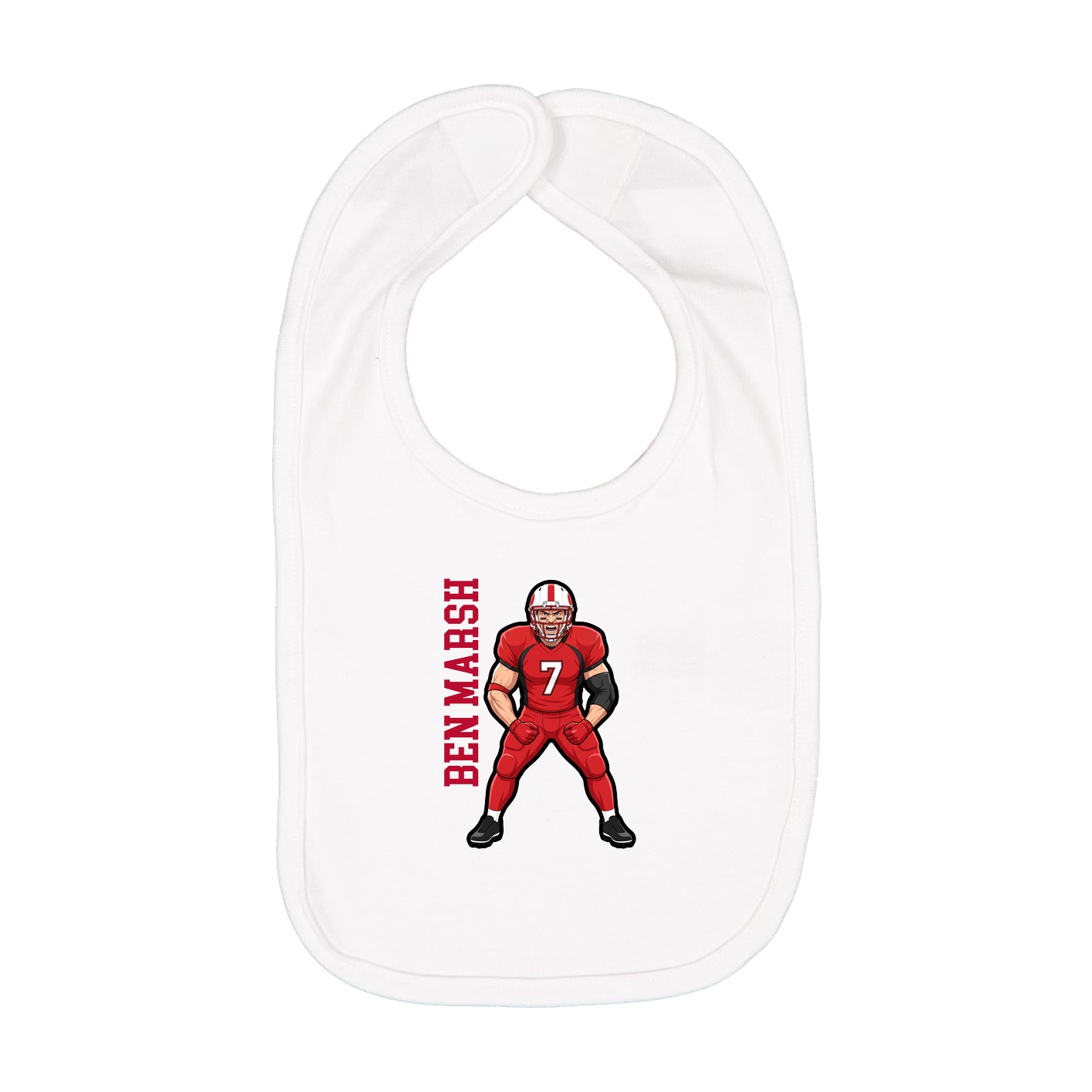 Infant Bib — Name Vertical in White