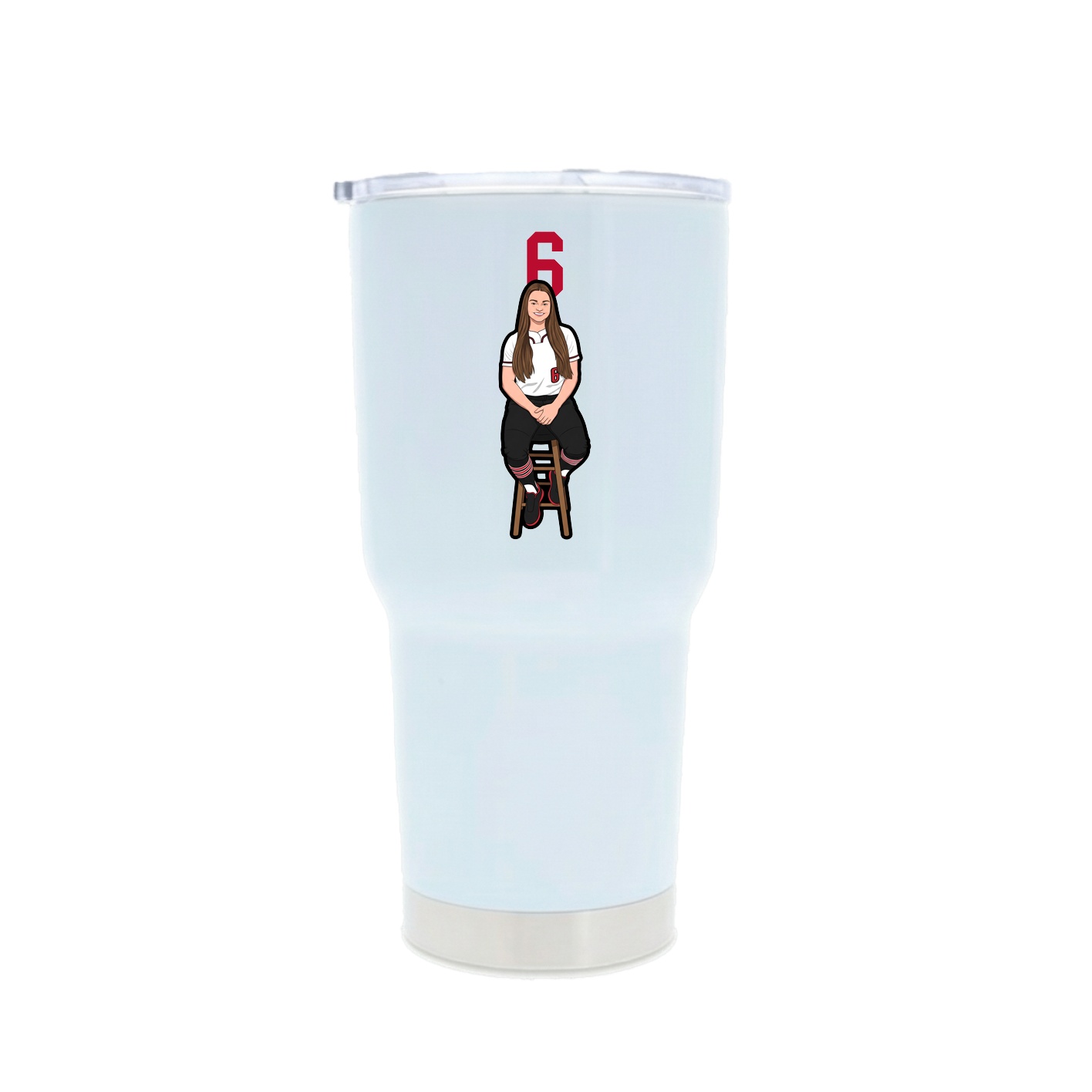 30oz Stainless Steel Tumbler — Number Top in White