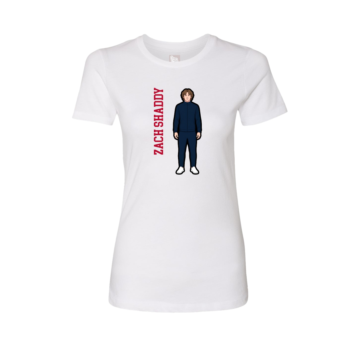 Fitted Women's Tee — Name Vertical in White