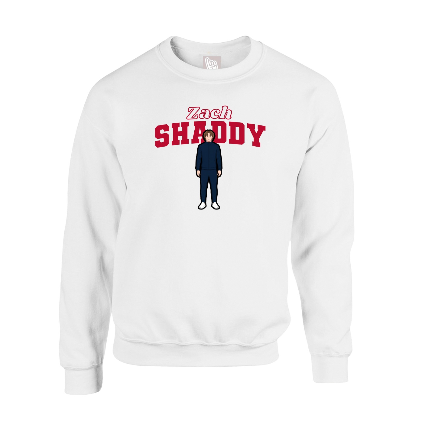 Fleece Crew — Name Arch in White