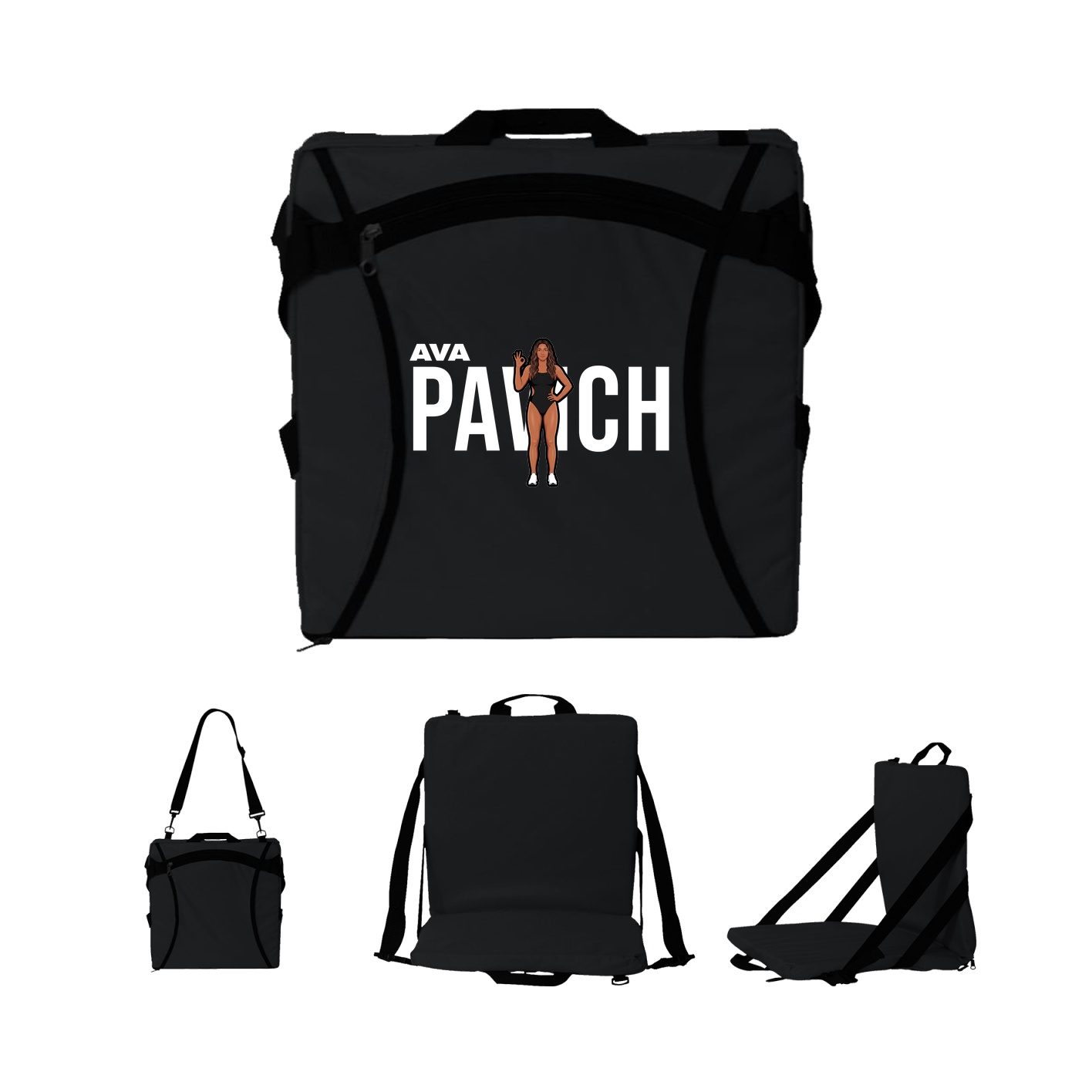 Folding Stadium Seat — Player Name in Black