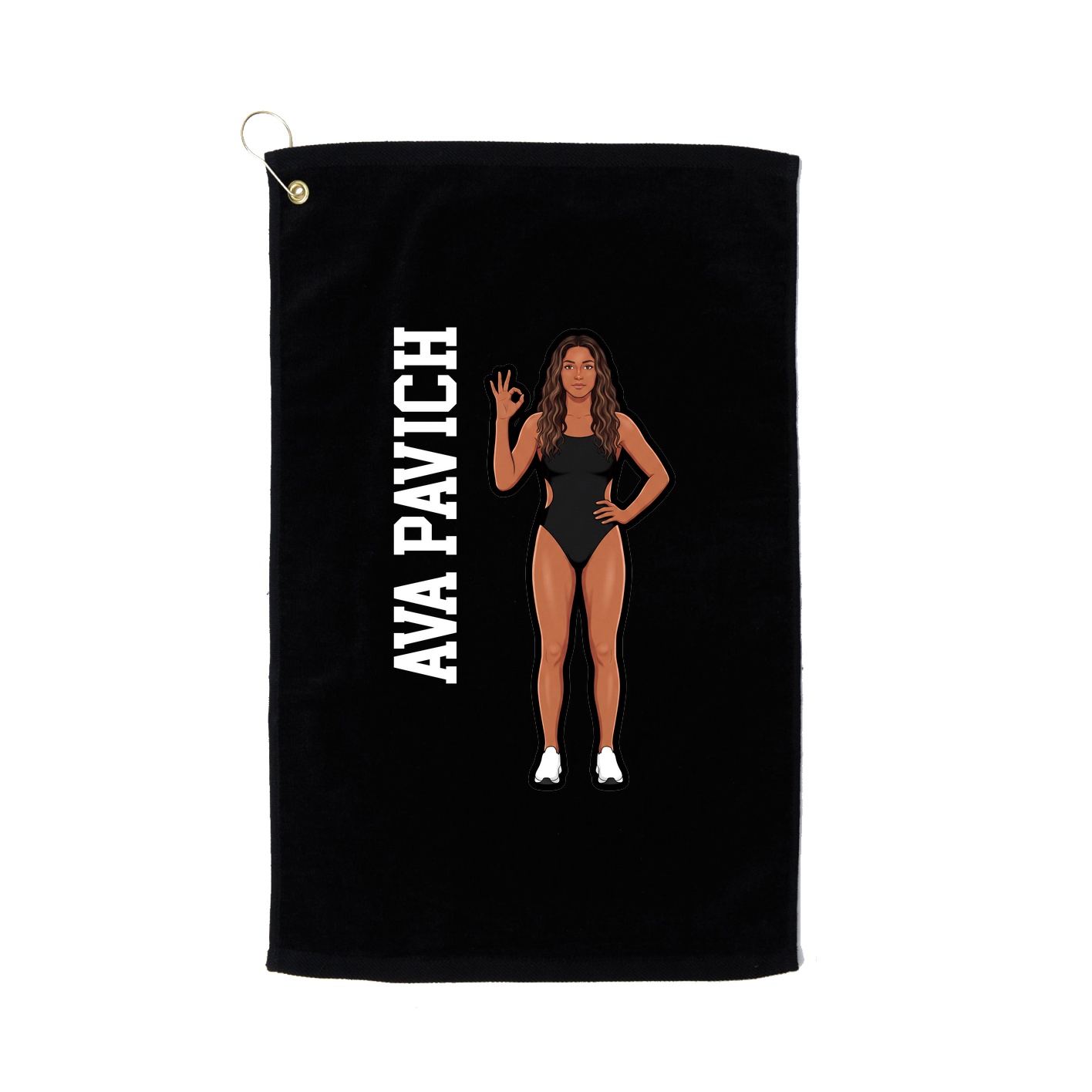 Golf Towel — Name Vertical in Black